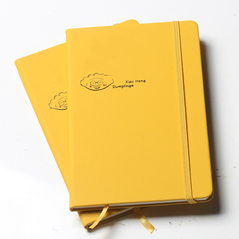 Hard cover PU leather notebook with bookmark and strap 2