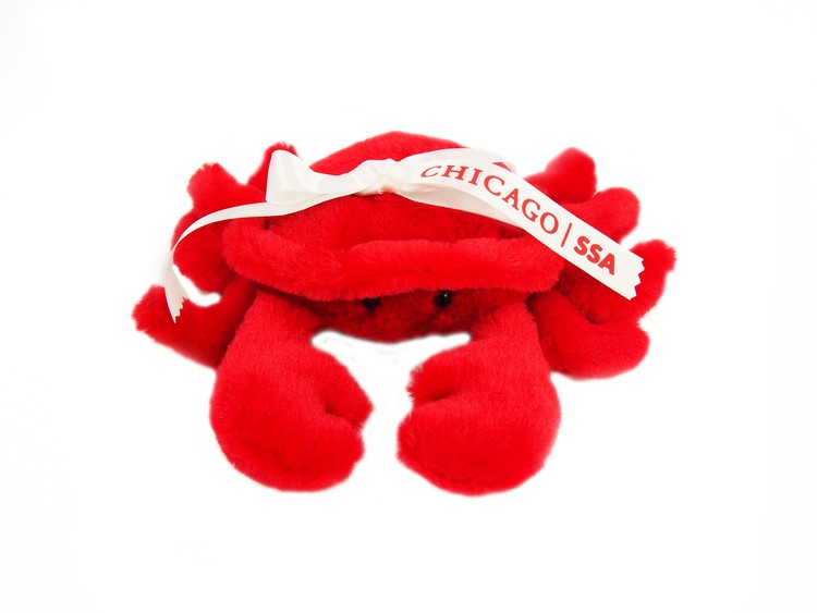8" Cranky Crab with Ribbon and one color imprint 2