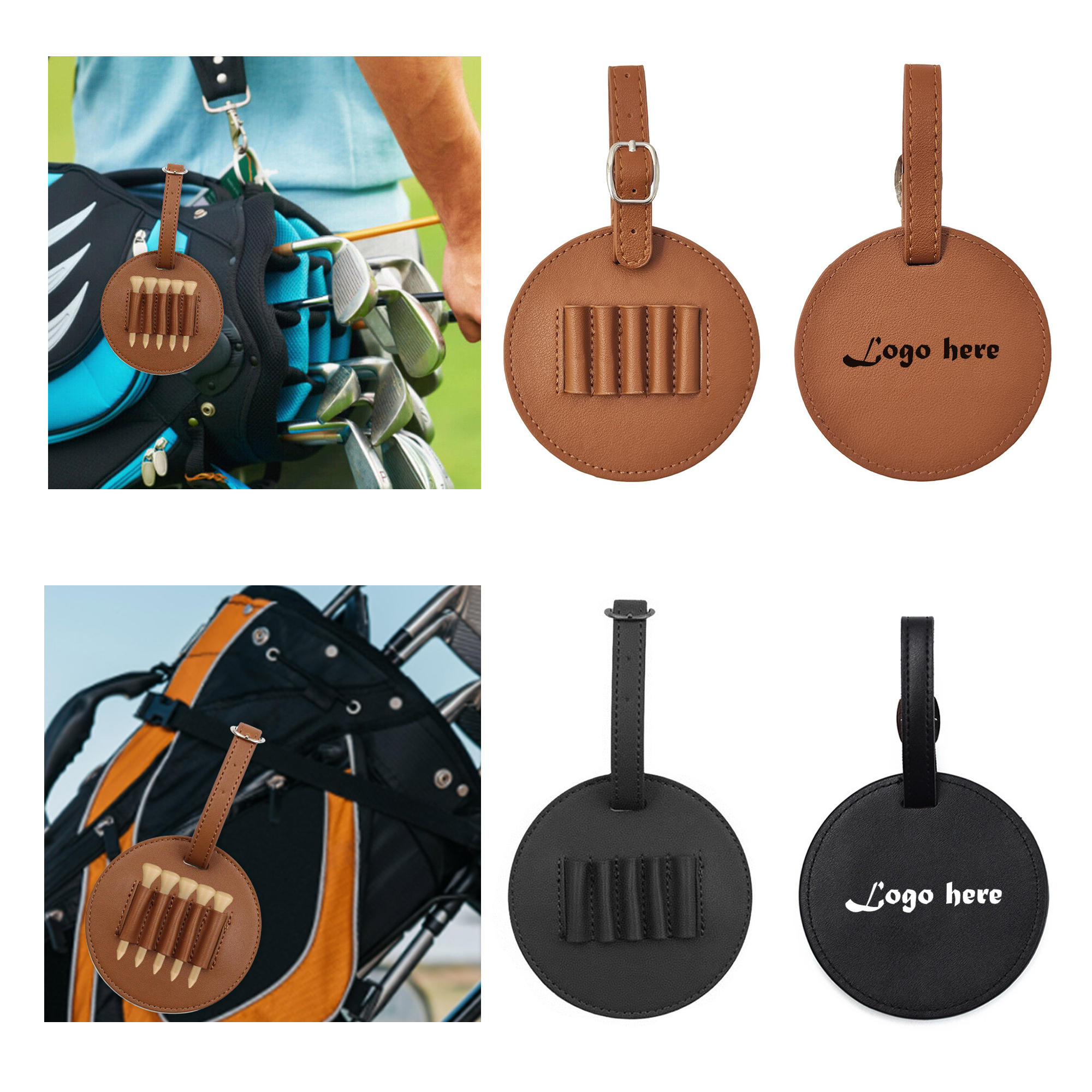 Personalized Leather Golf Tee Holder MOQ 50 4