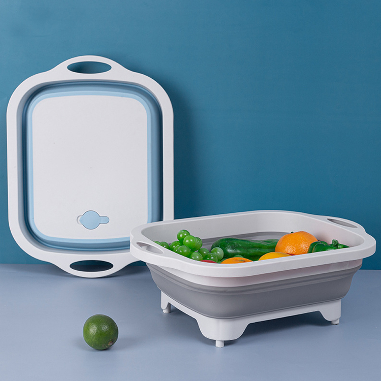 Collapsible Multifunction Chopping Board with Colander Storage Basket 3