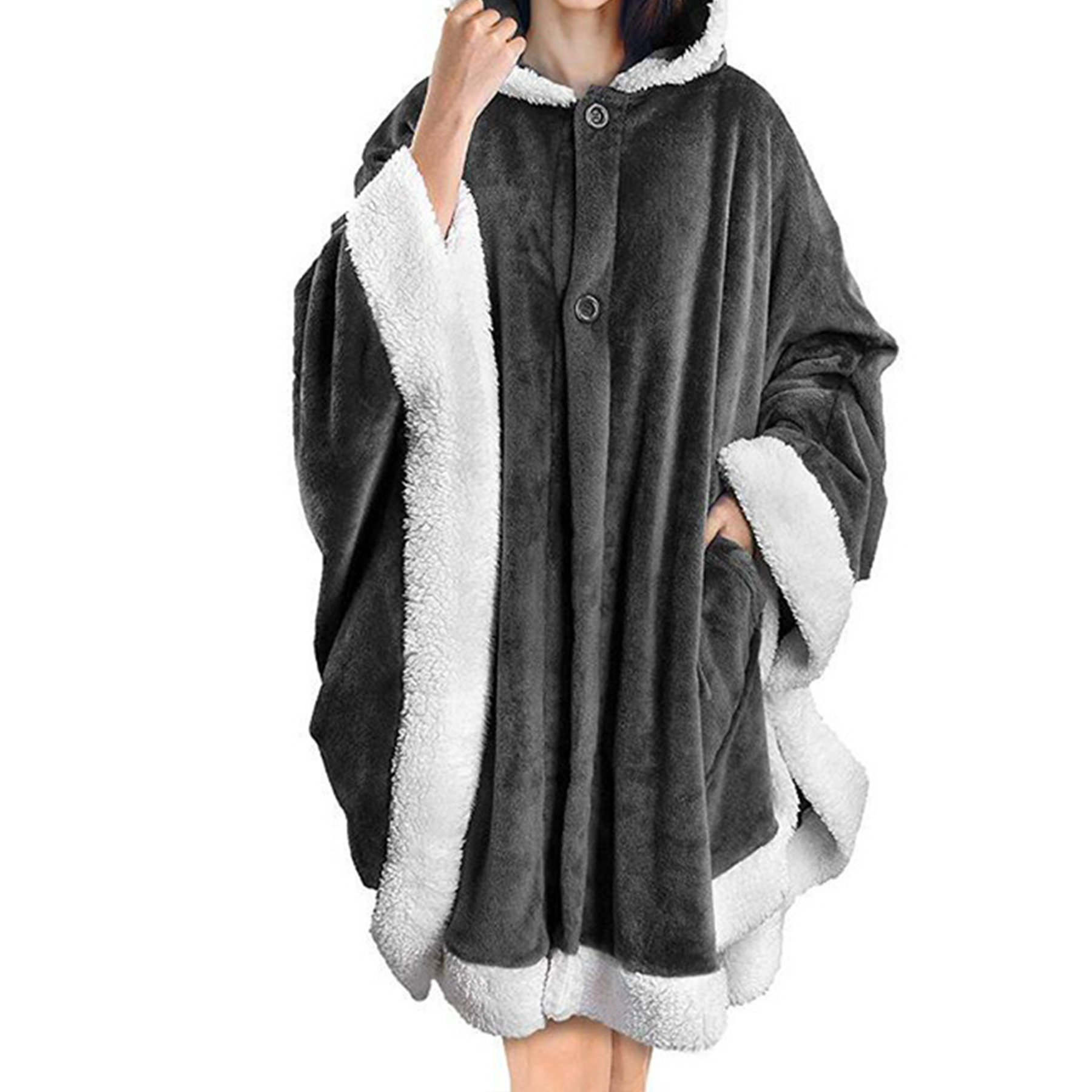 Flannel Pocket Cape Hooded Blanket 1