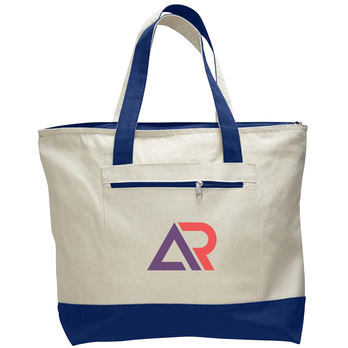 DailyMate Heavy Canvas Zipper Tote Bag with Color Handles, custom tote bag with logo imprint 19