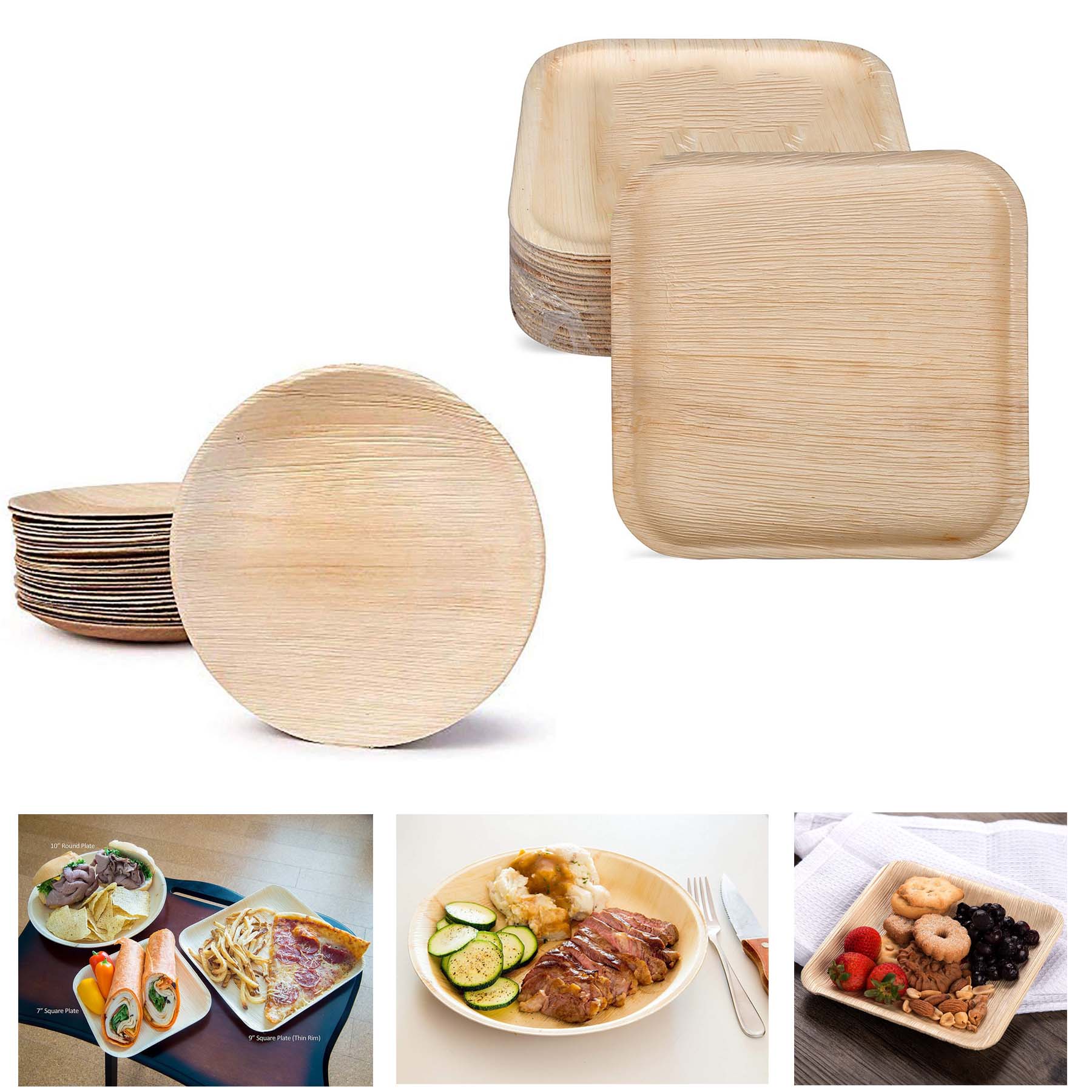 8x 8 Areca Palm Leaf Disposable Plates 1