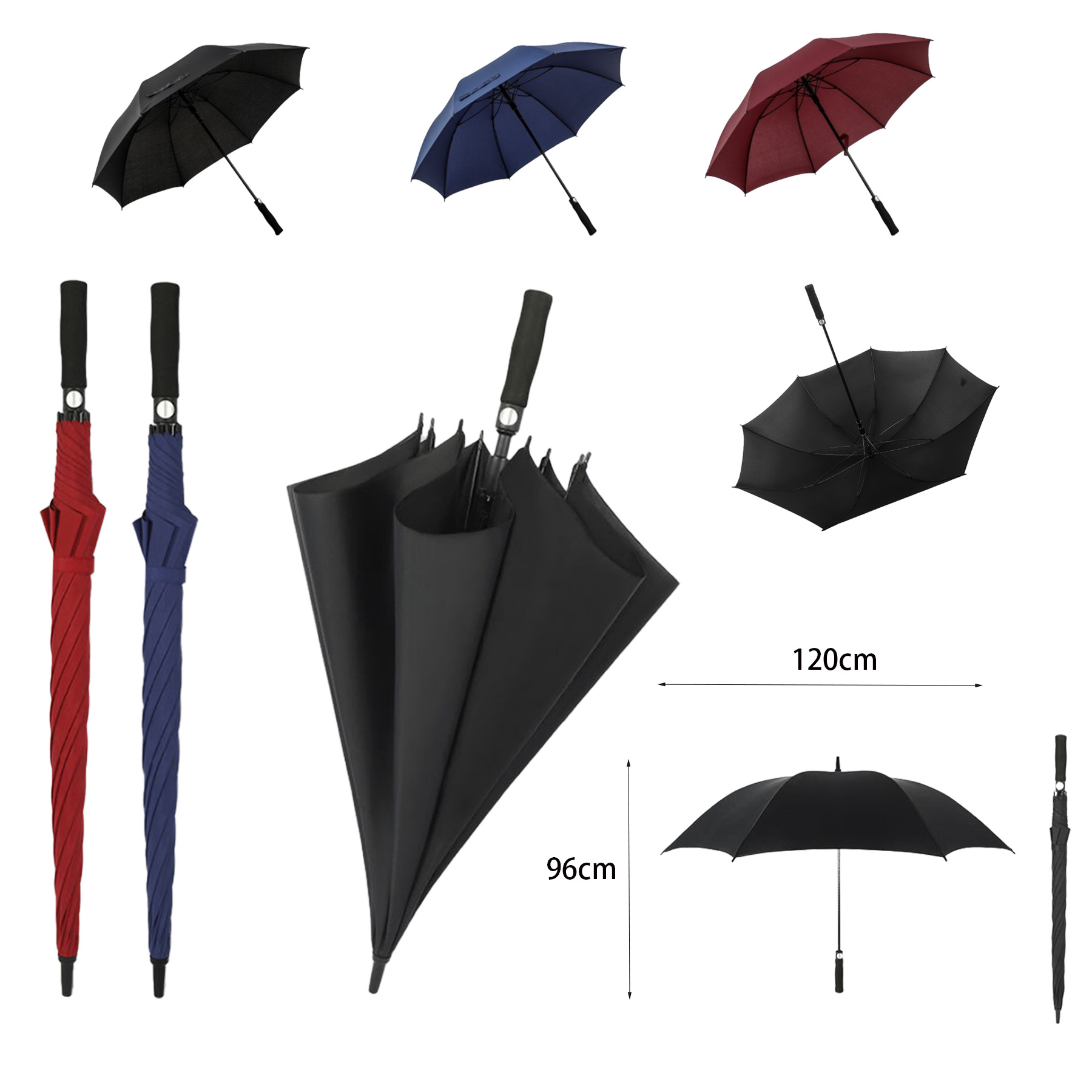 38 Inch Portable Golf Umbrella Large Windproof Single Canopy 1