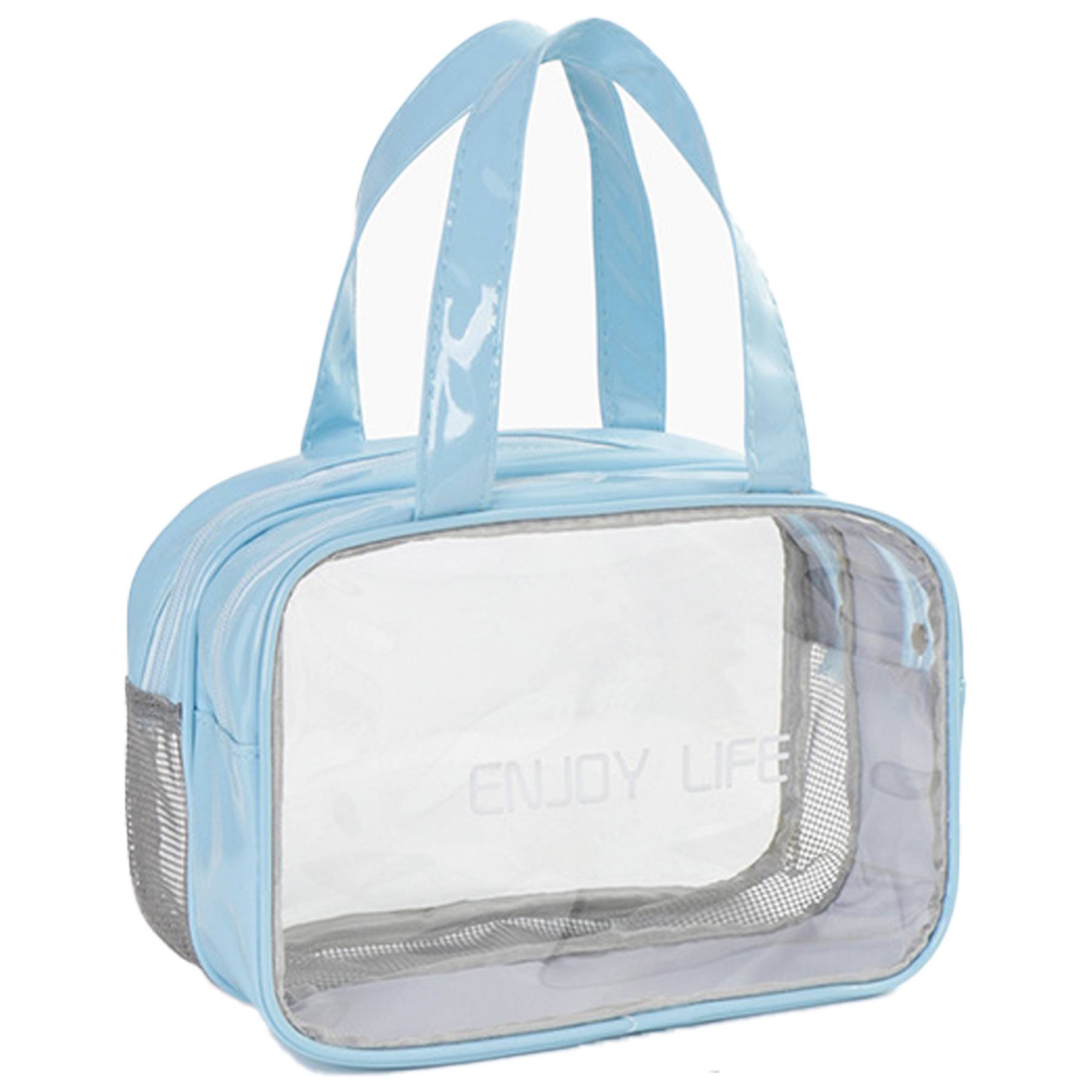 PVC Clear Dry Wet Separation Makeup Bag Handbag 7