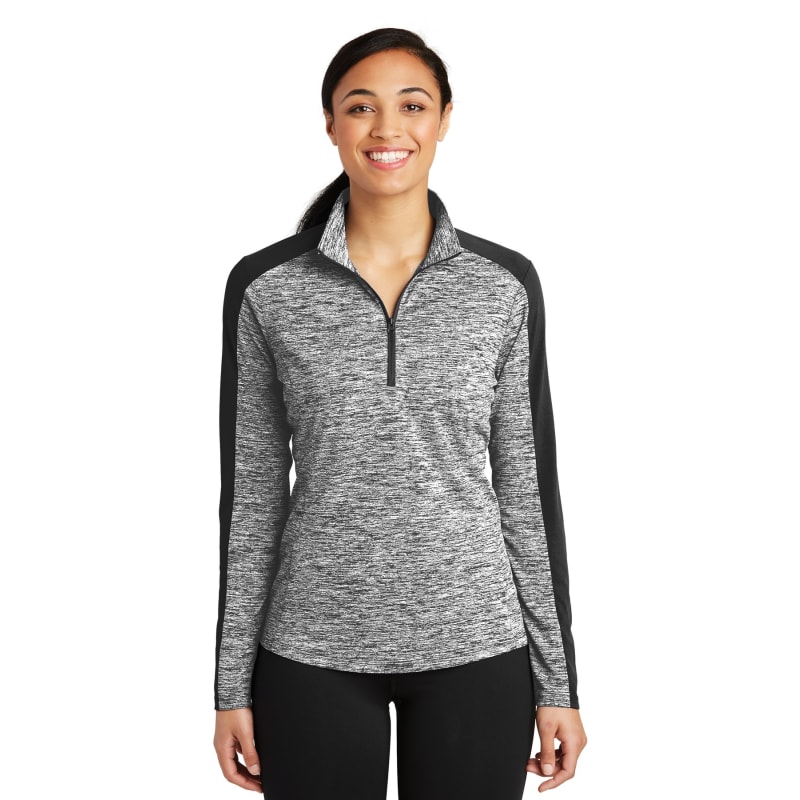 Sport-Tek Women's PosiCharge Electric Heather Colorblock 1/4-Zip Pullover. 27