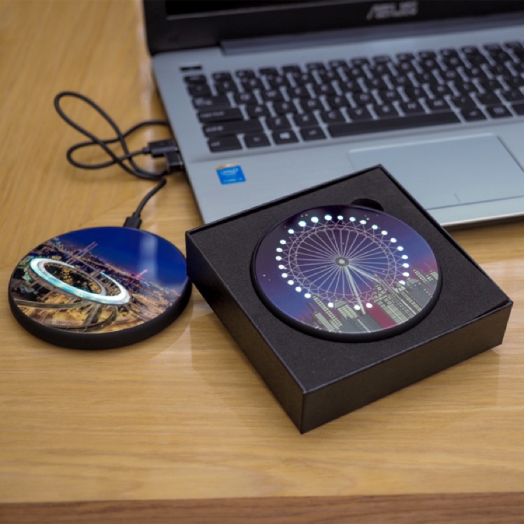 Logo Bright Glass Wireless Charger with Gift Box 2
