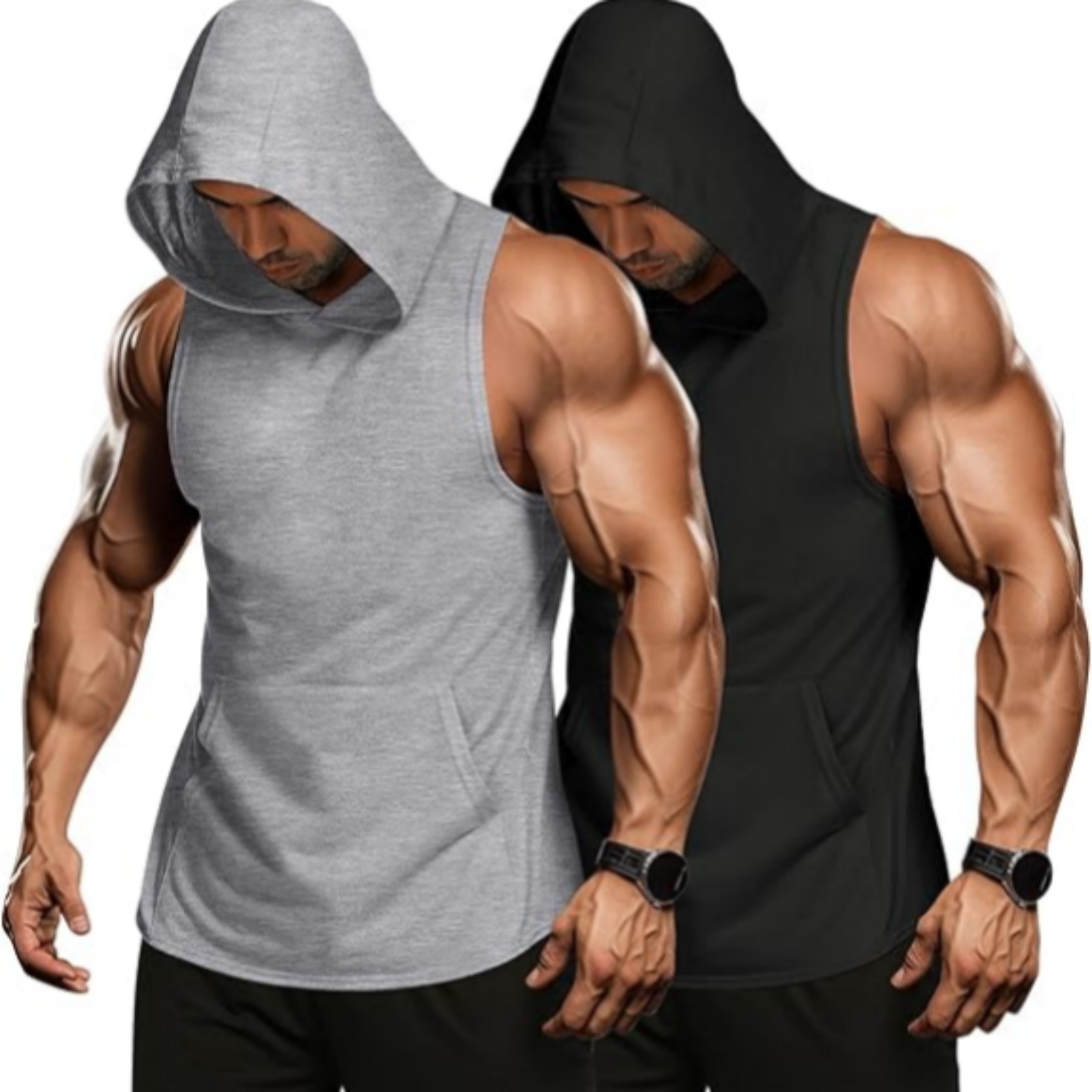 Workout Hoodie Muscle Fitting Sleeveless Shirt 1