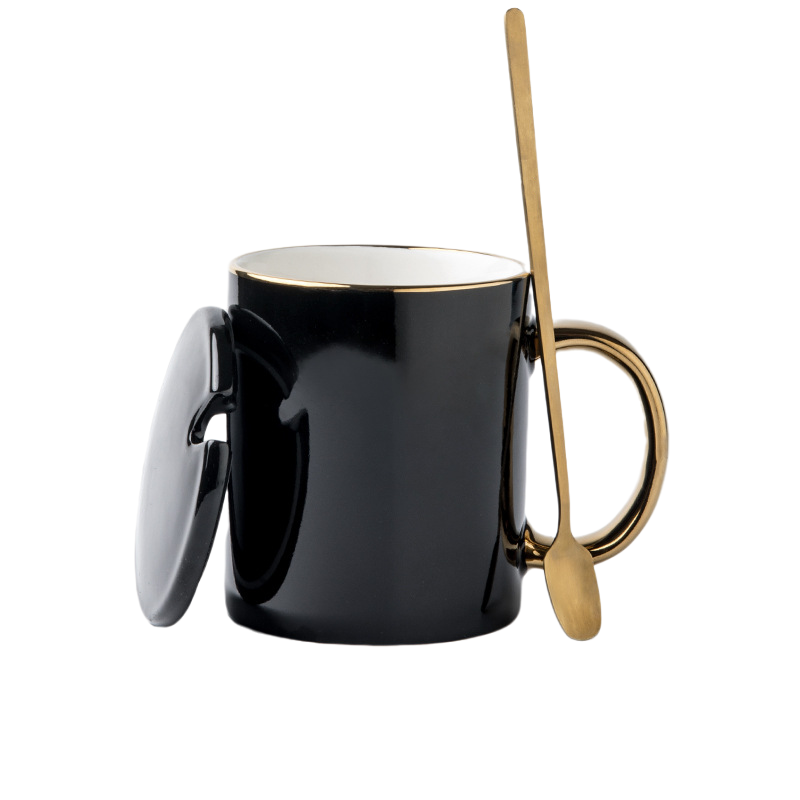 12 oz. Advertising Ceramic Coffee Mugs with Lid and Spoon 10