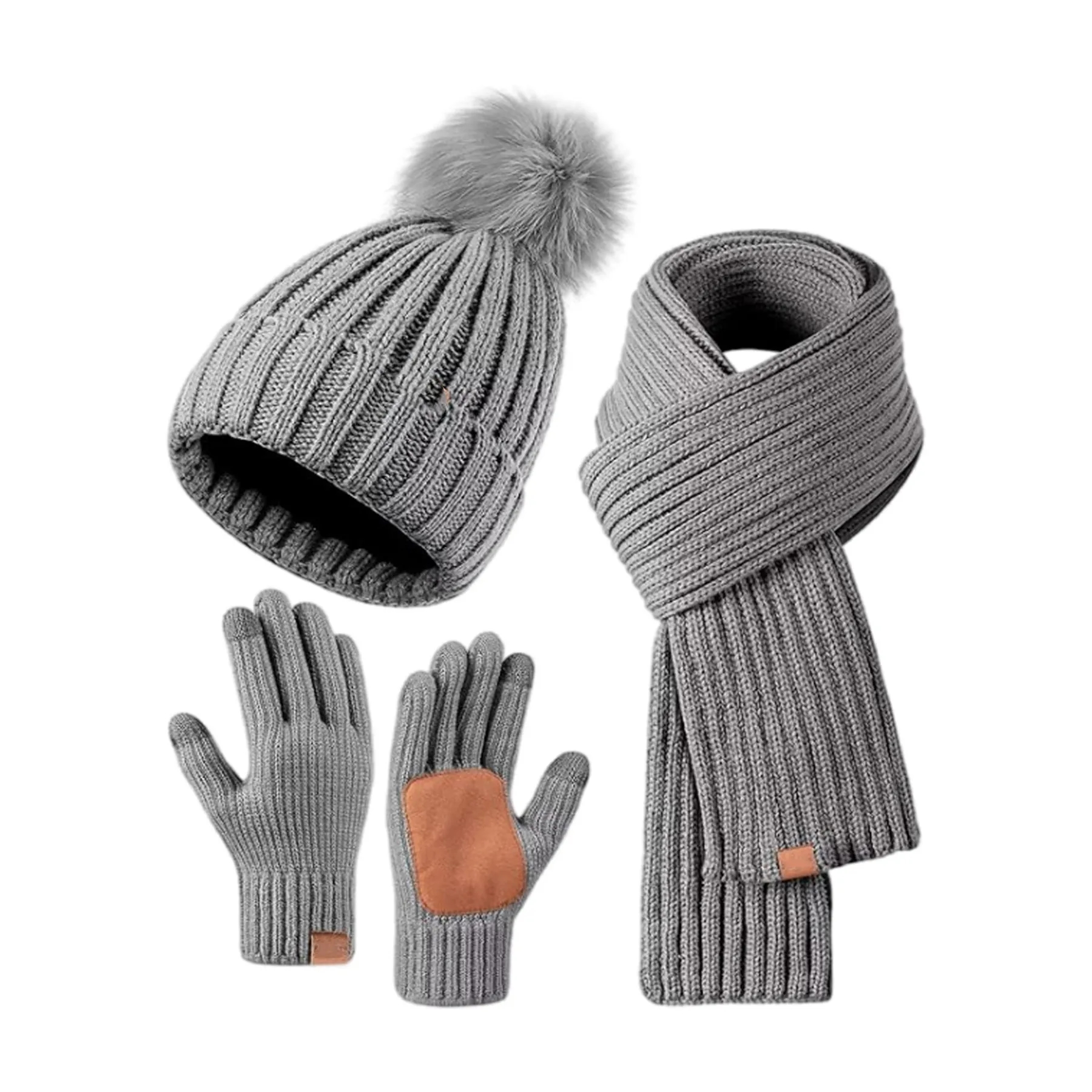 Polyester Adult Hat, Scarf, Gloves Three Piece Set 9