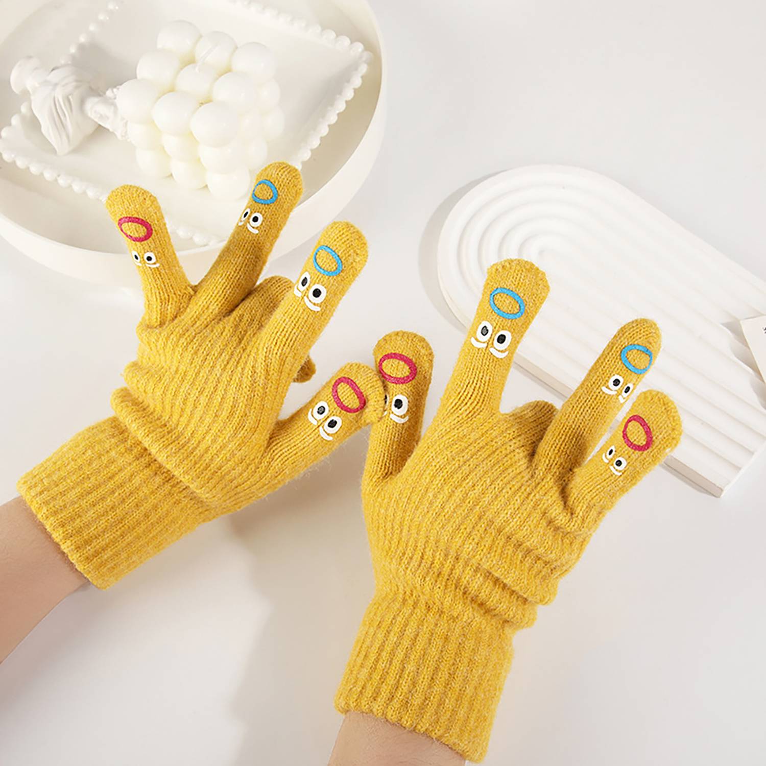 Warm Cartoon Open Finger Gloves 9