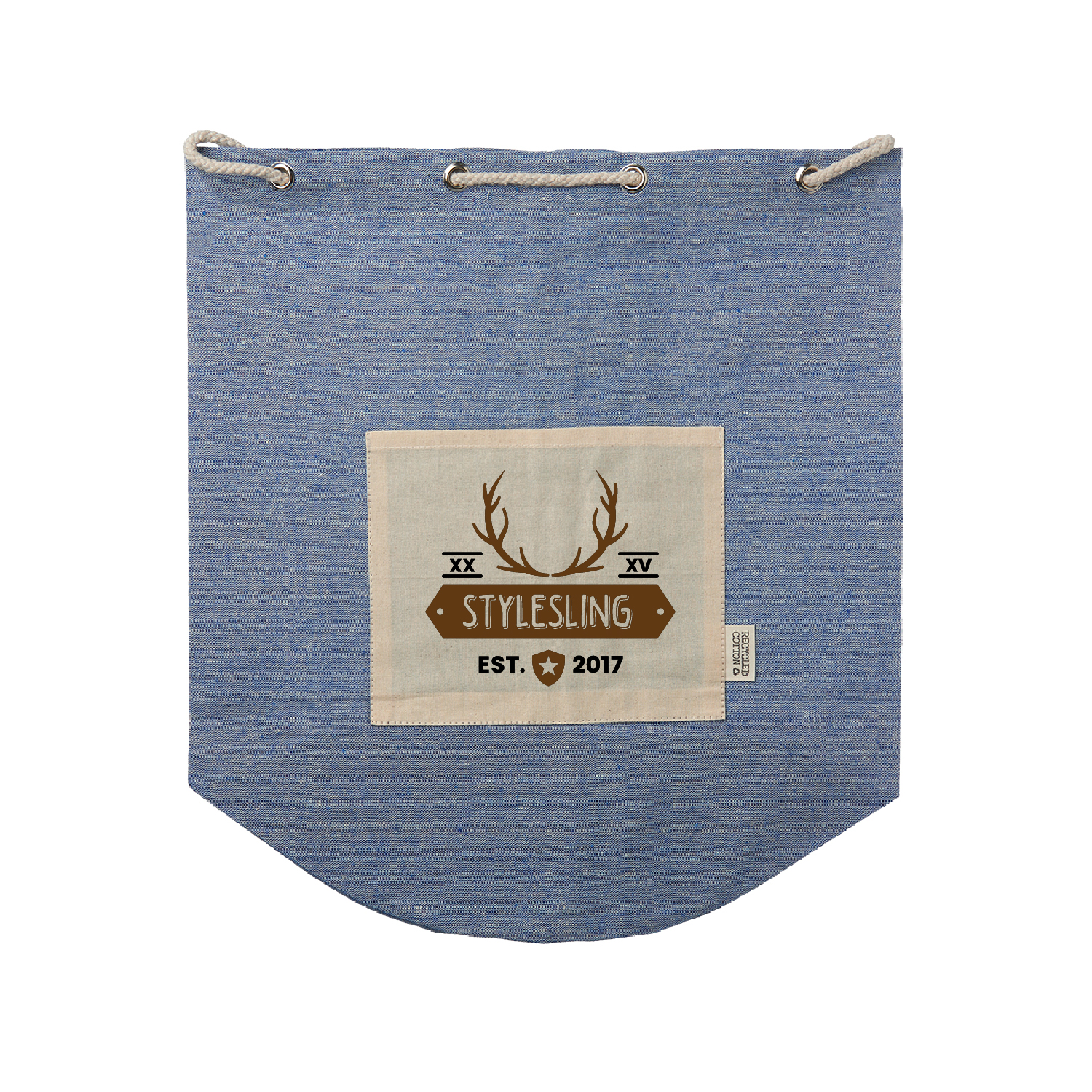 Recycled Cotton Drawstring Backpack (2 Color Imprint) 7