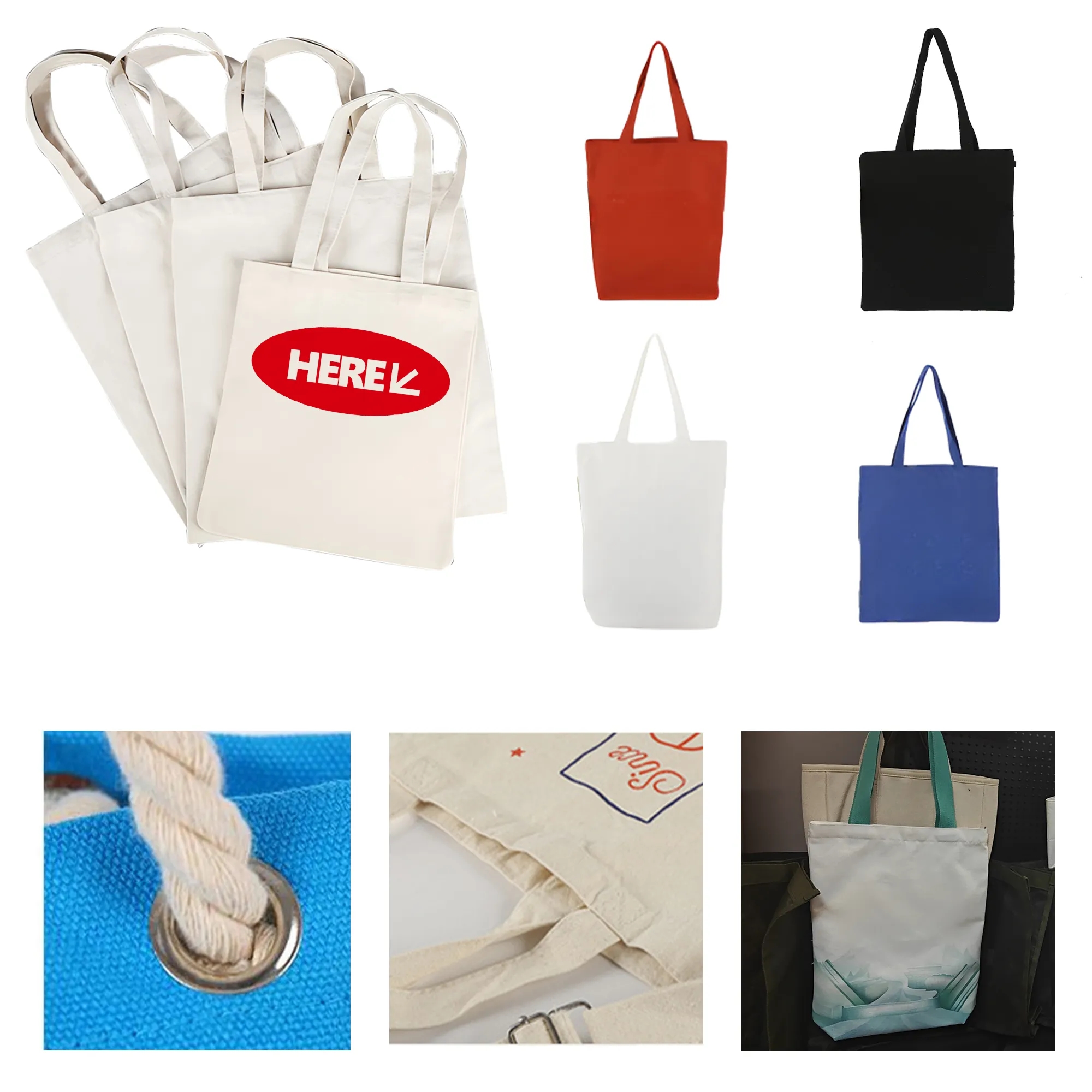 Handheld Canvas Bag, custom tote bag with logo imprint 2