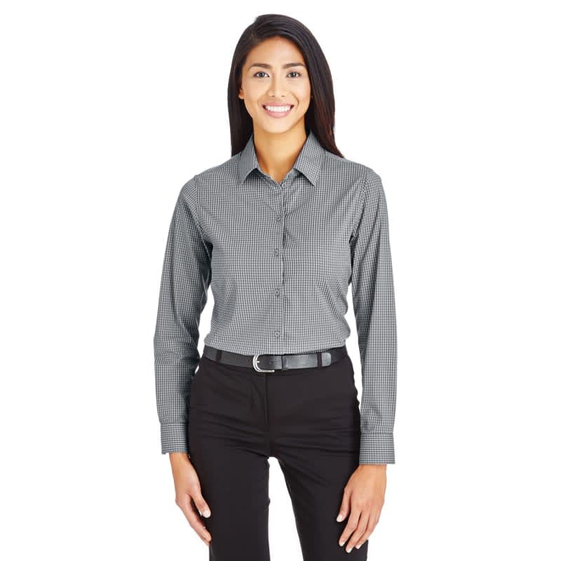 Devon & Jones CrownLux Performance™ Ladies' Tonal Mini Check Shirt 2