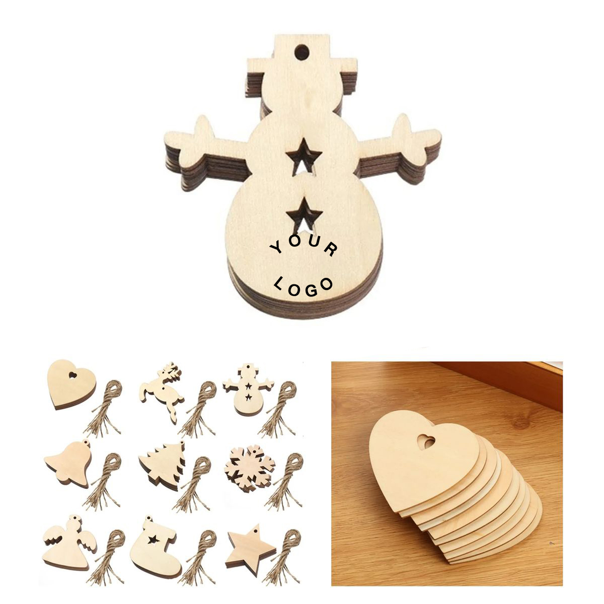 Natural Wood Holiday Tree Ornament 5
