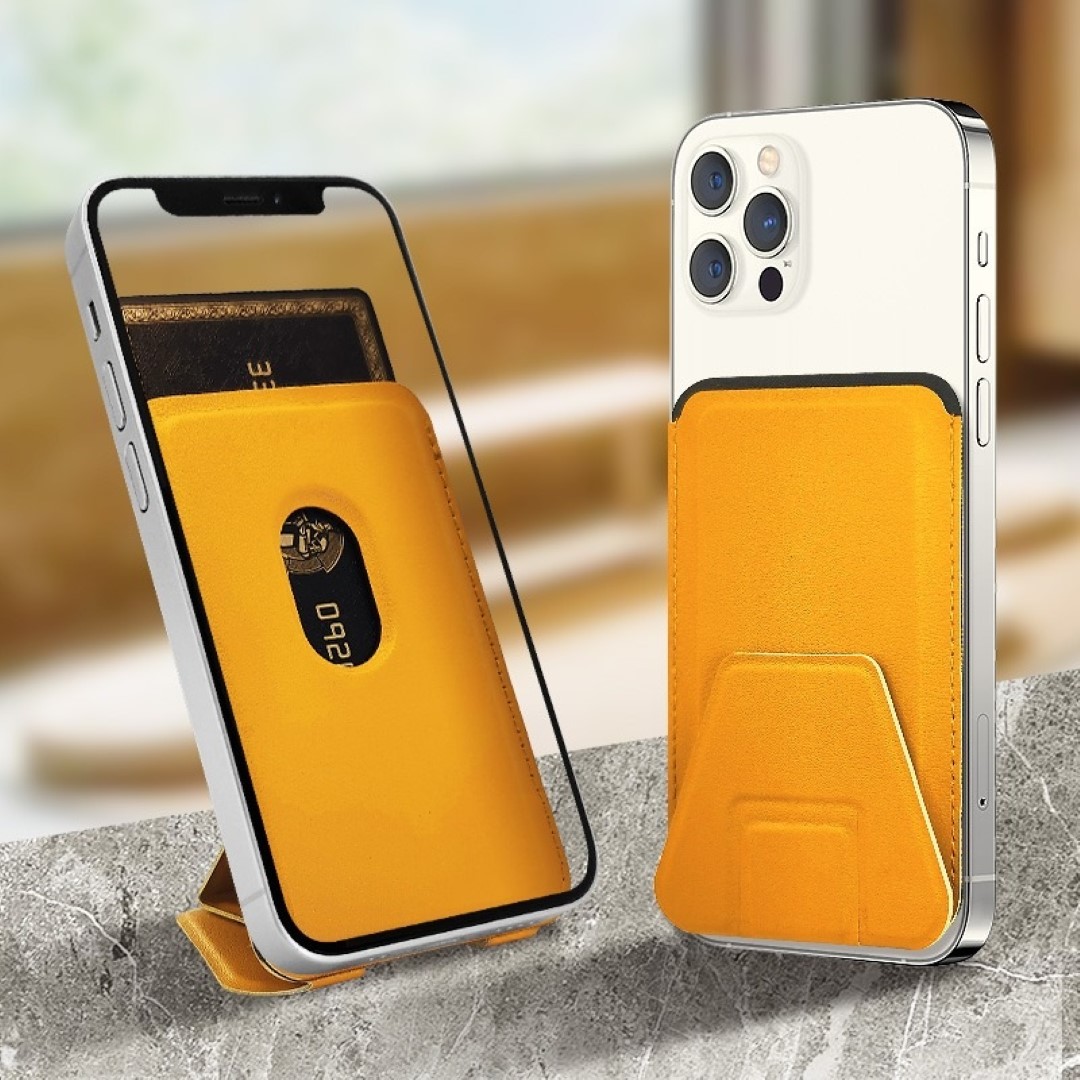 Magnetic Leather Wallet Cards Holder Stand with Kickstand 2