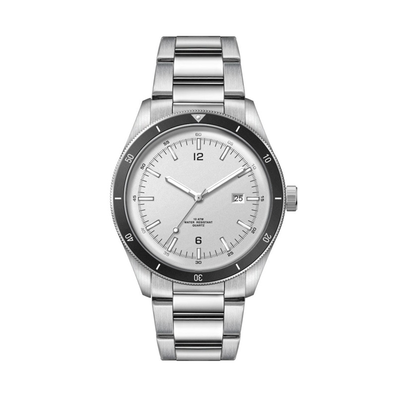 41MM, SS, SILVER CASE, BK BEZEL, 3-HAND MVT, DTE 2
