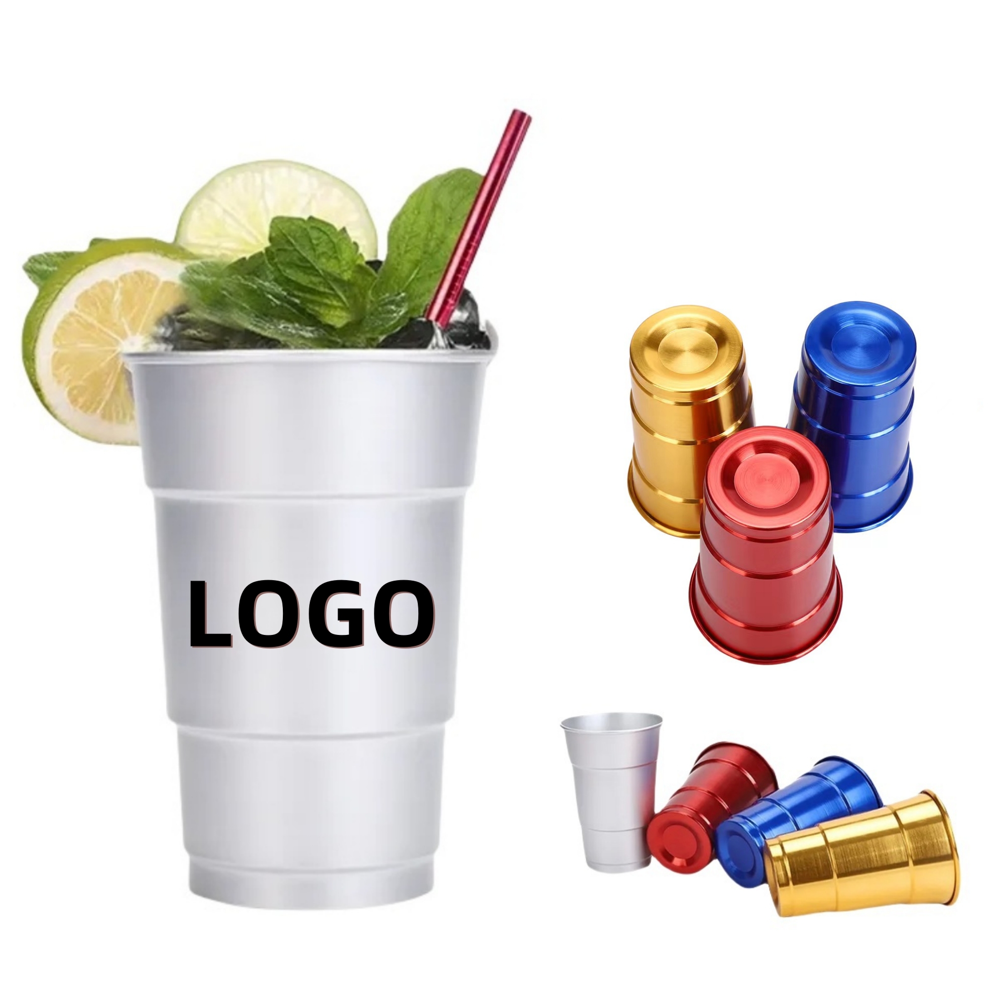 17oz Camping Party Cold Drink Beer Mug Stadium Metal Aluminum Cup 2