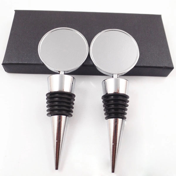 Round Epoxy Silver Wine Bottle Stopper 6