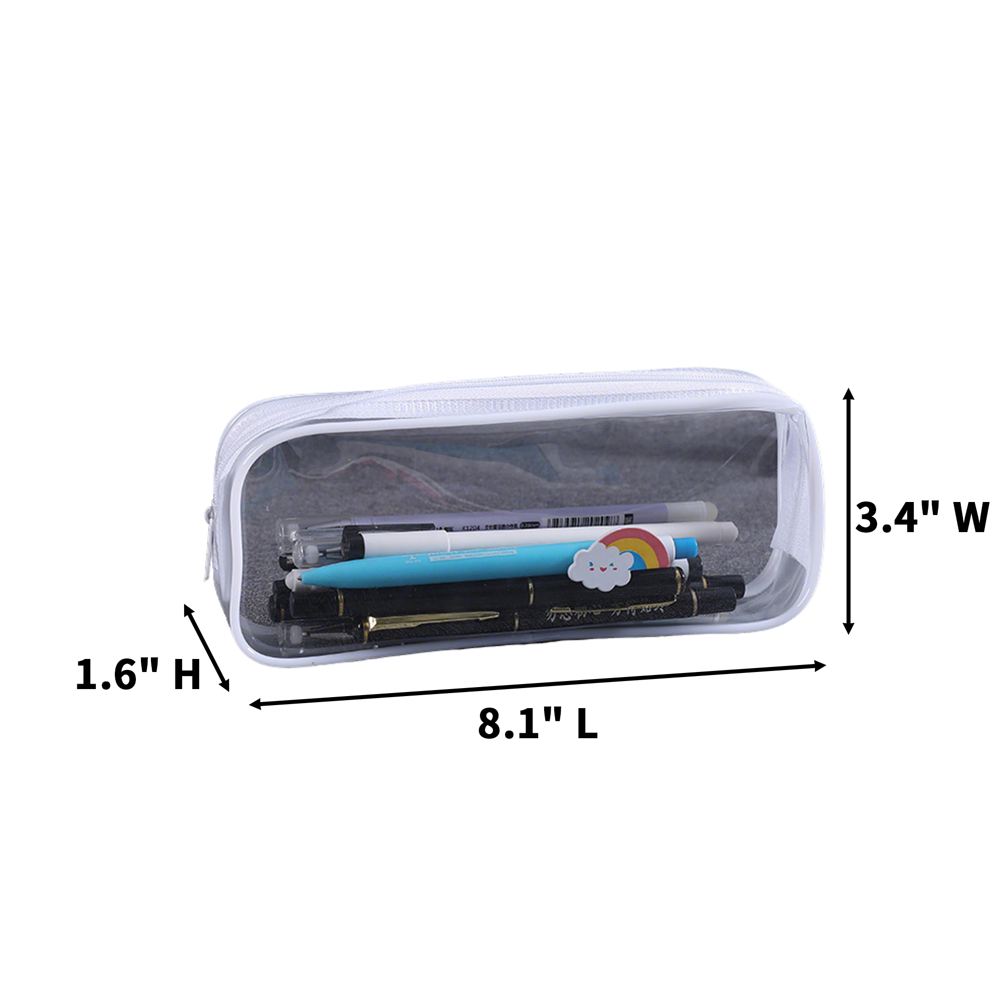 Clear Polyvinyl Chloride Zipper Pencil Bag Transparent Storage 4