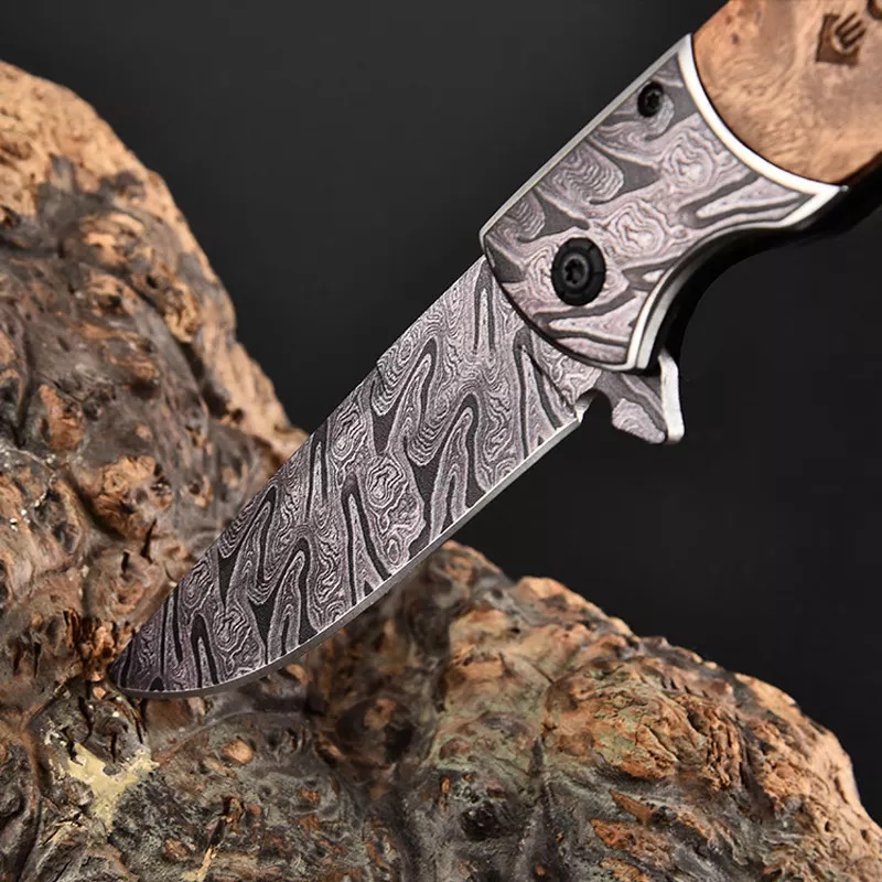 ApexBlade - Olive Wood Folding Pocket Knife With Stainless Steel Blade Antique Full Color Optional 7