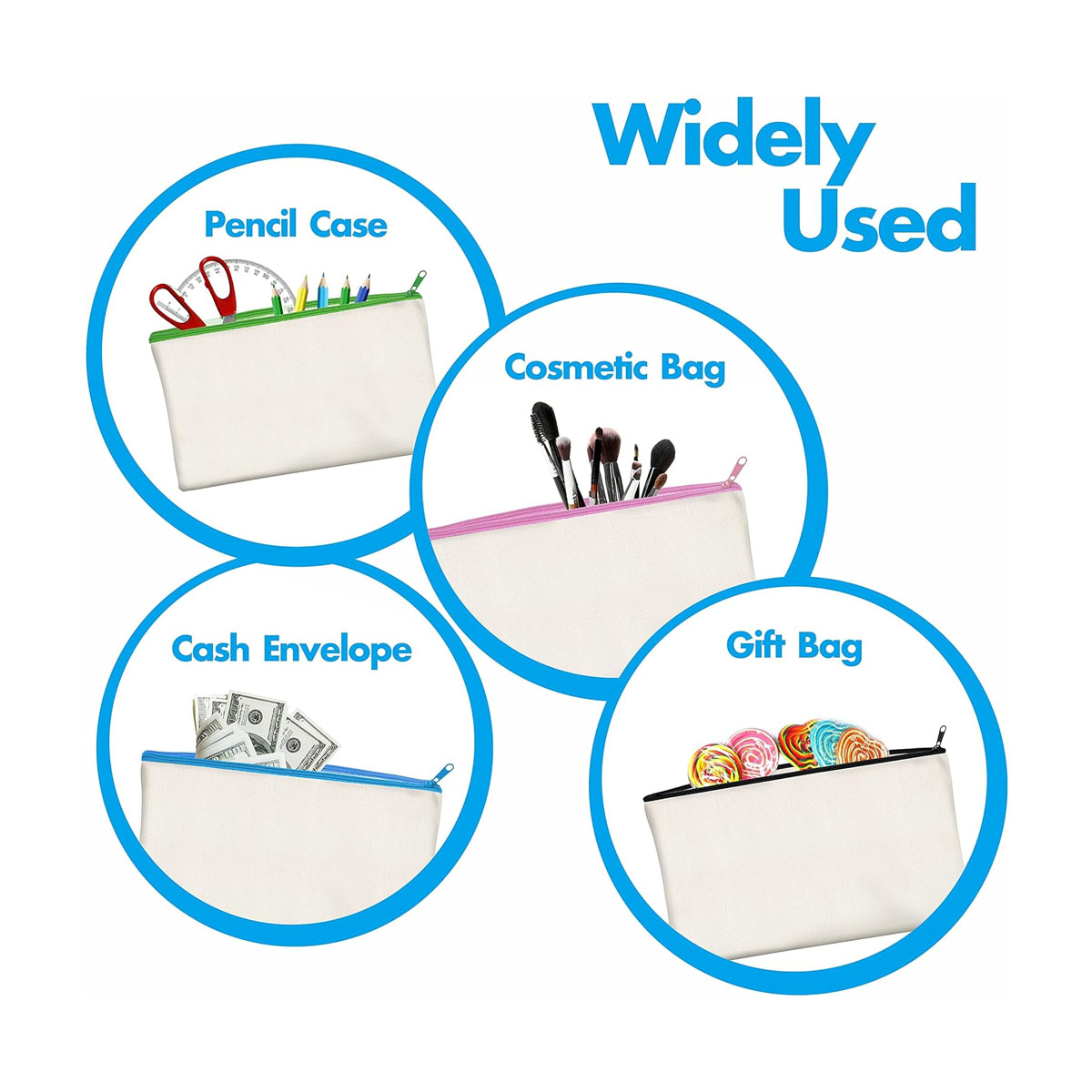 Cotton Canvas Zipper Pouch, custom tote bag with logo imprint 5