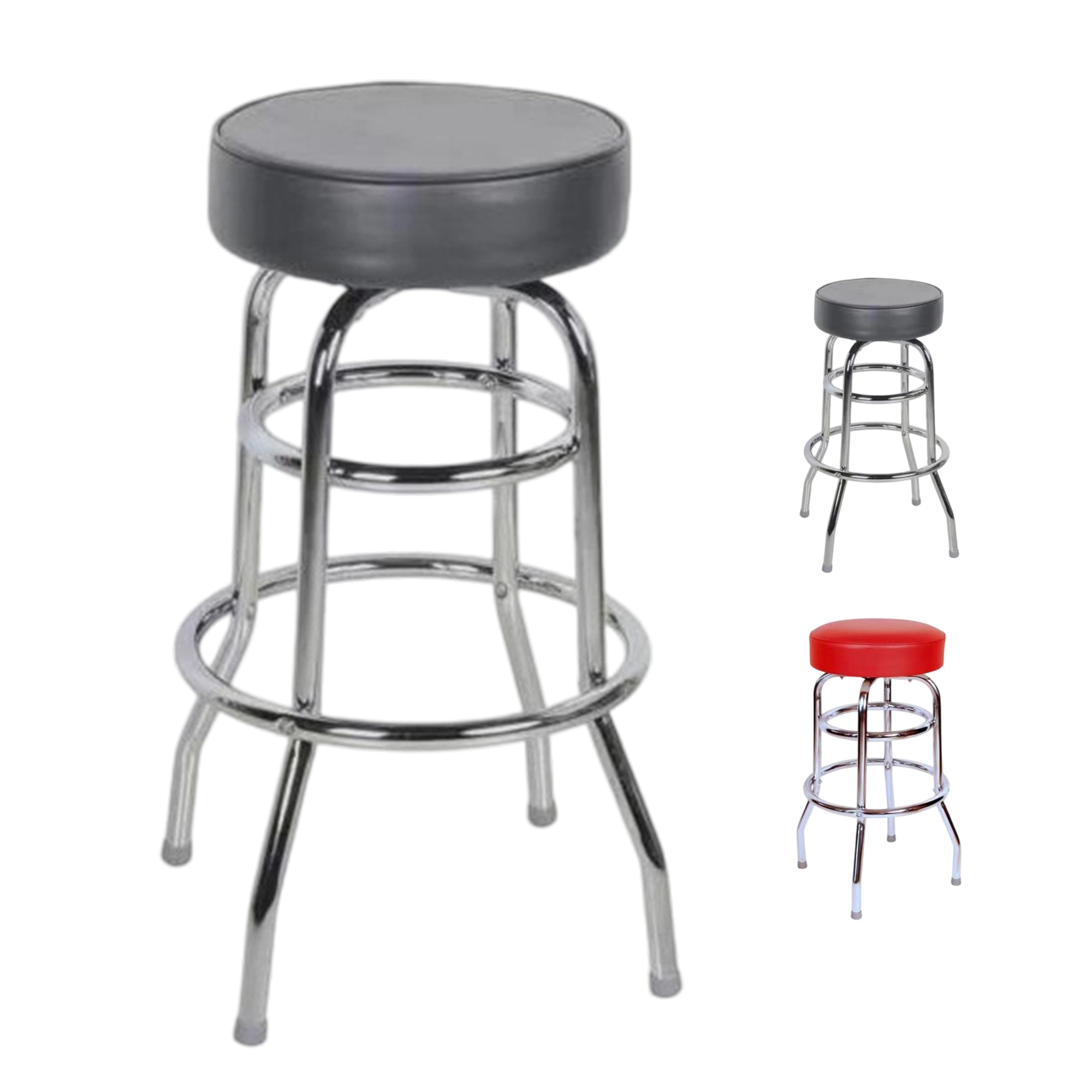 PVC Leather Bar Stool With Single Ring 13.9" By 29.9" 4