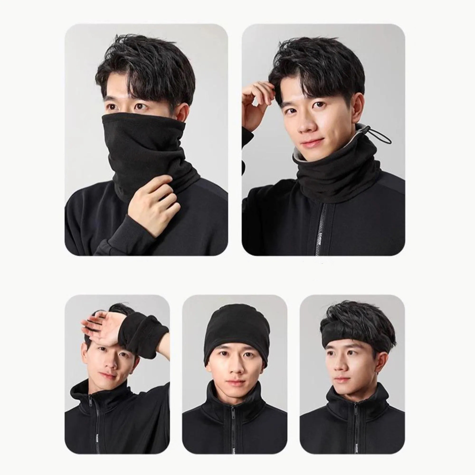 Double Sided Windproof And Warm Face Mask With Scarf 4