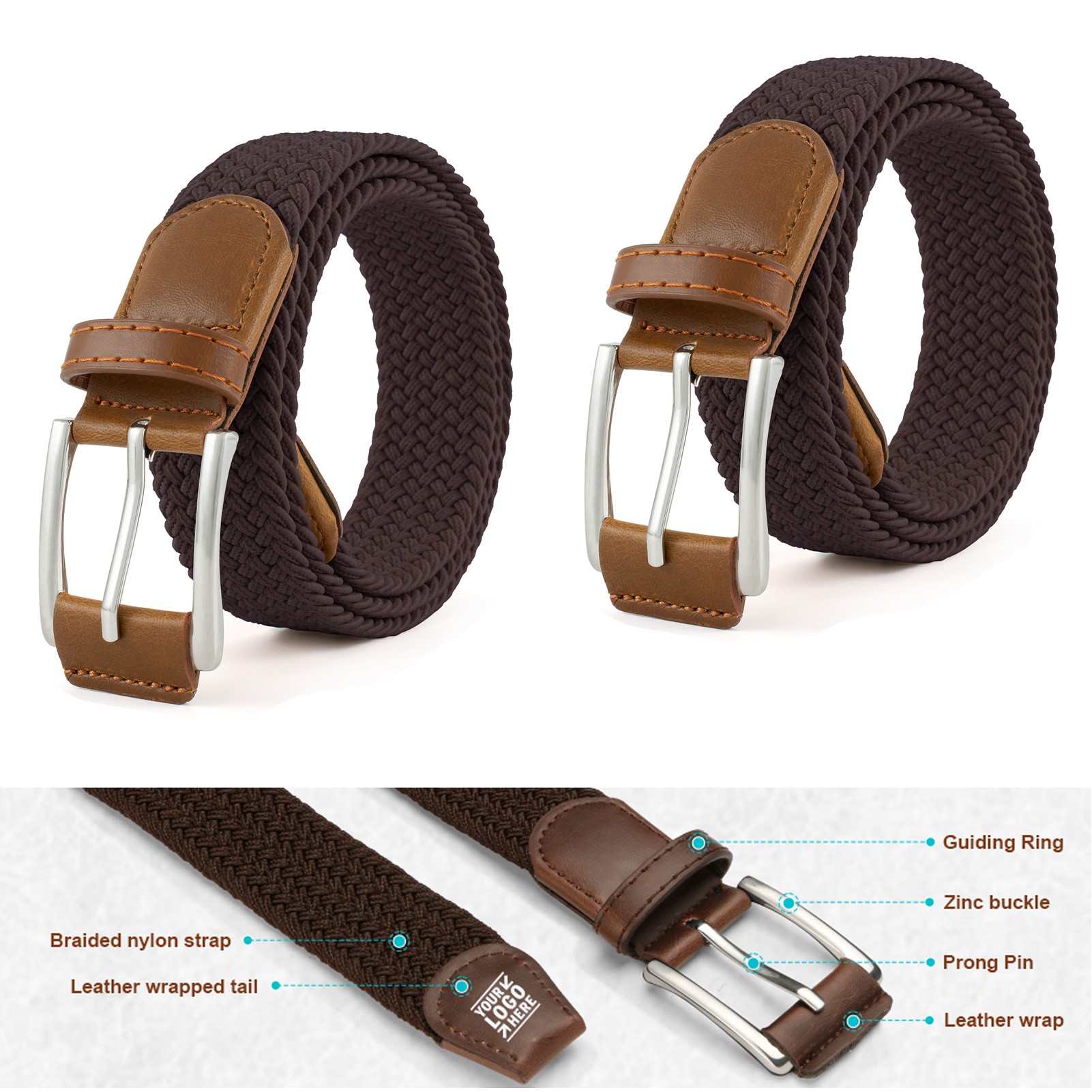 1 3/8" Mens Stretch Braided Web Belt 3