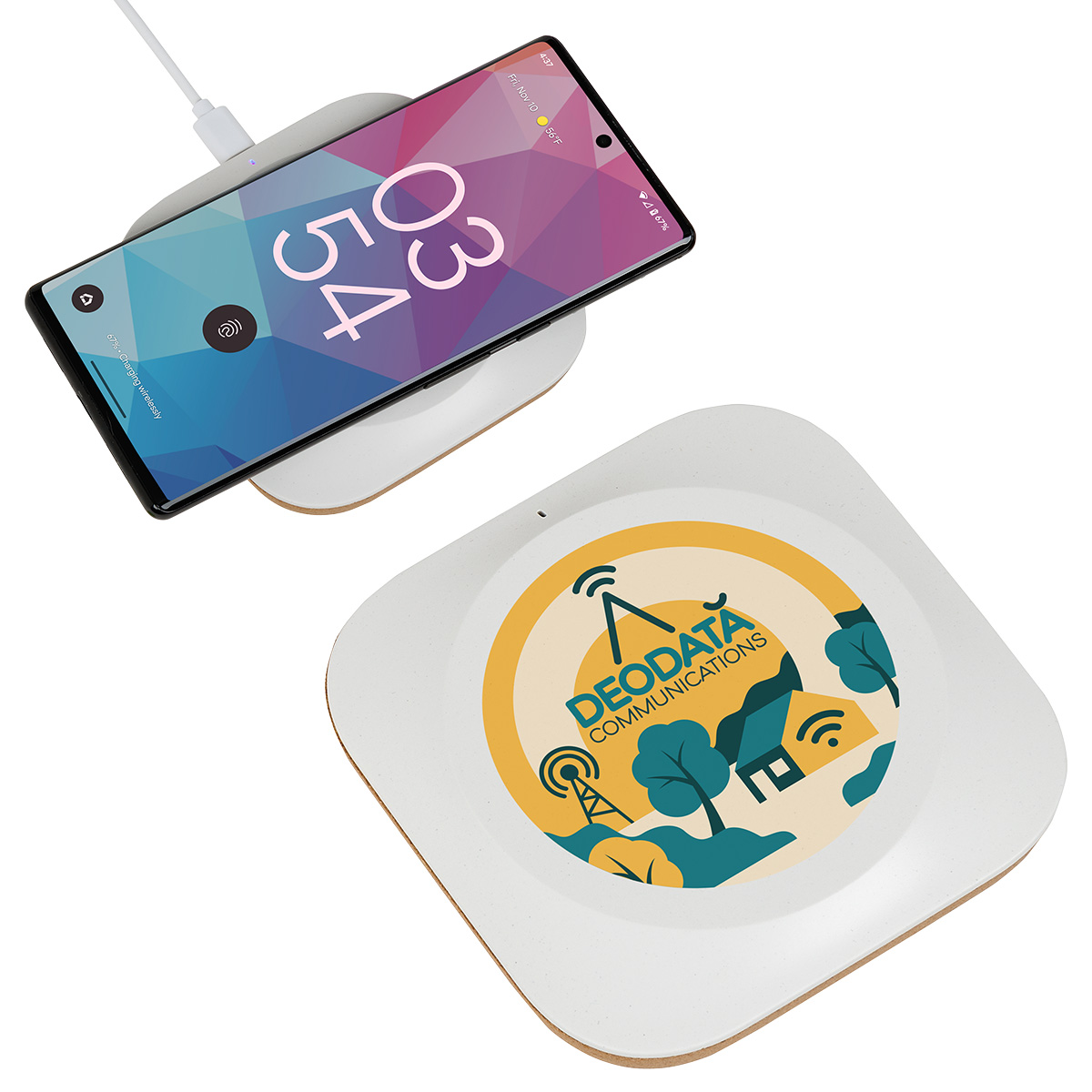 Trident 15W Wireless Charger Made With FSC® Cork & Recycled Plastic 1