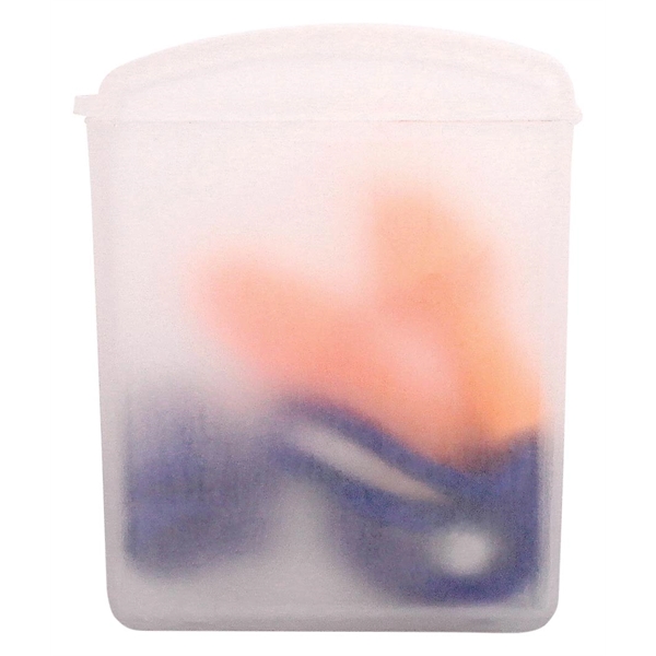 Silicone Earplugs With Blue Nylon Cord and Clear Clip Case 7