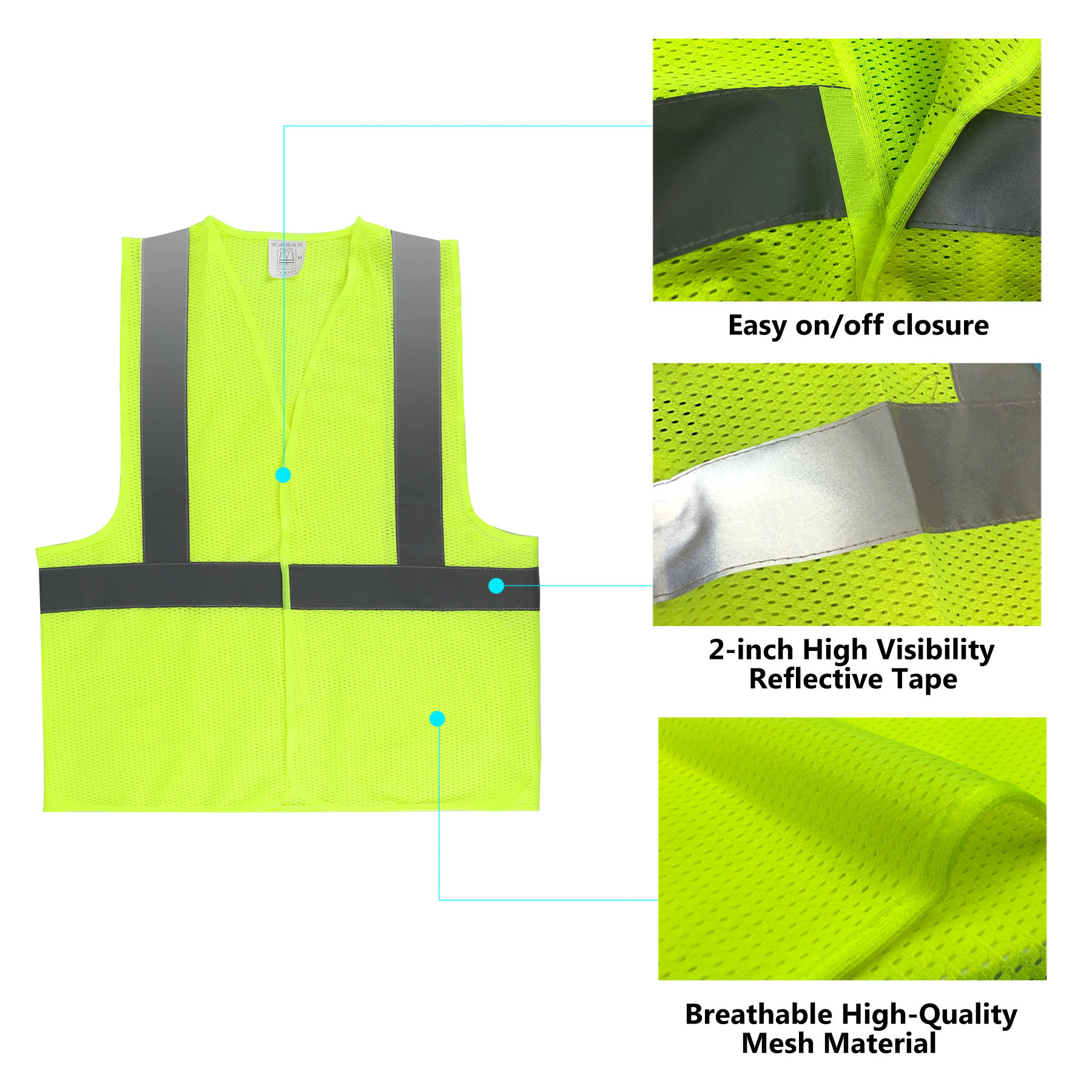 Mesh Fabric Reflective Safety Vest 3
