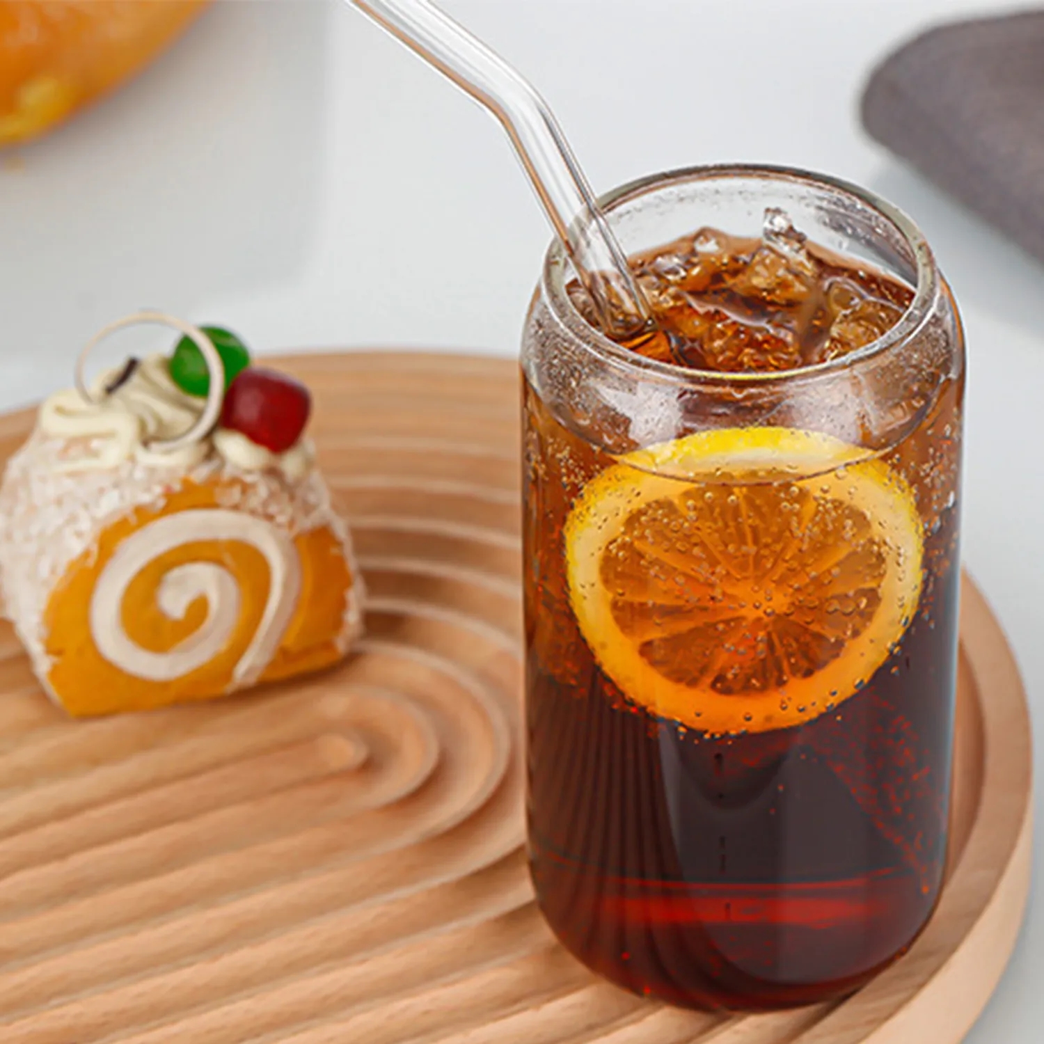 Glass Tumbler With Bamboo Lid Straw 5