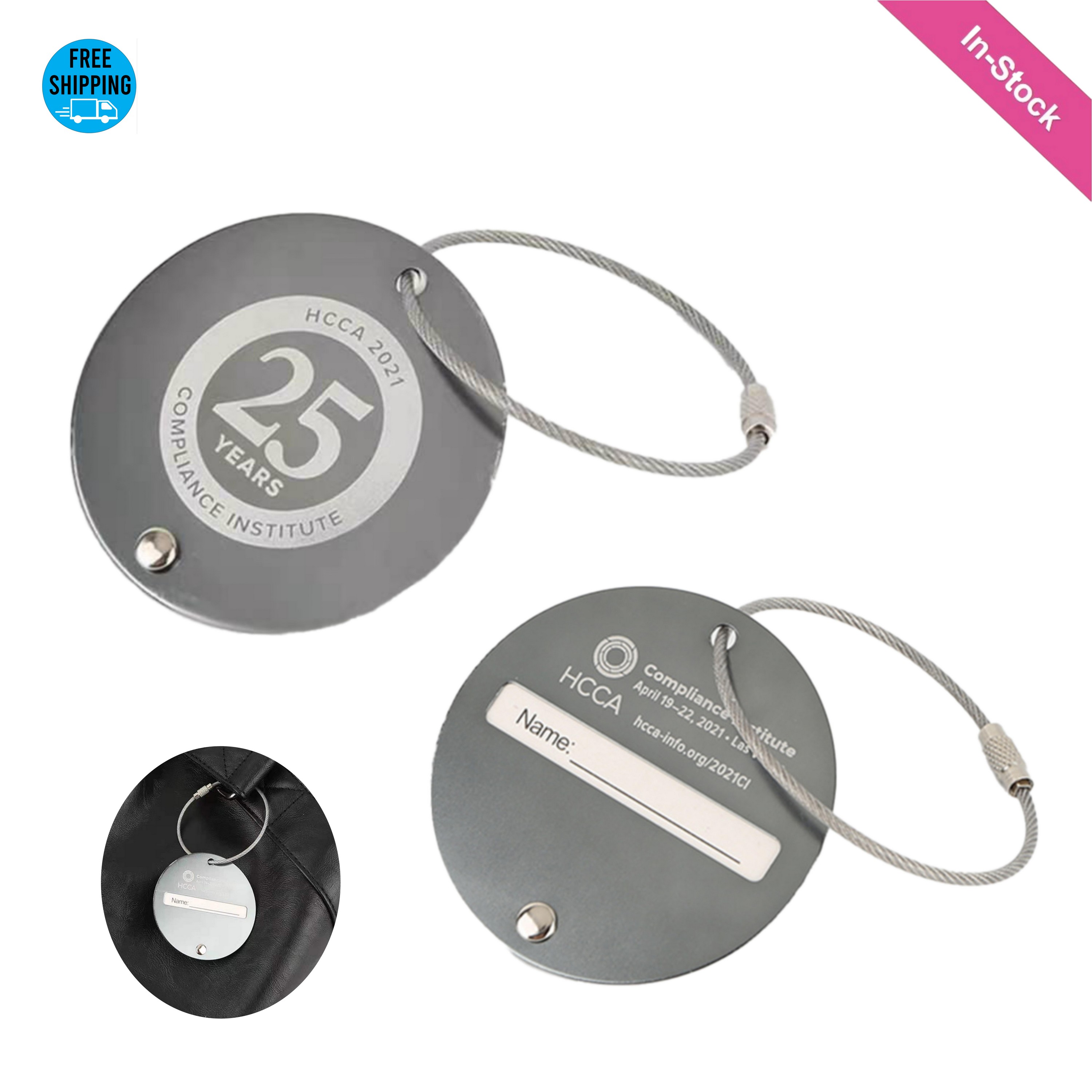 Round Aluminum Luggage Tag 1