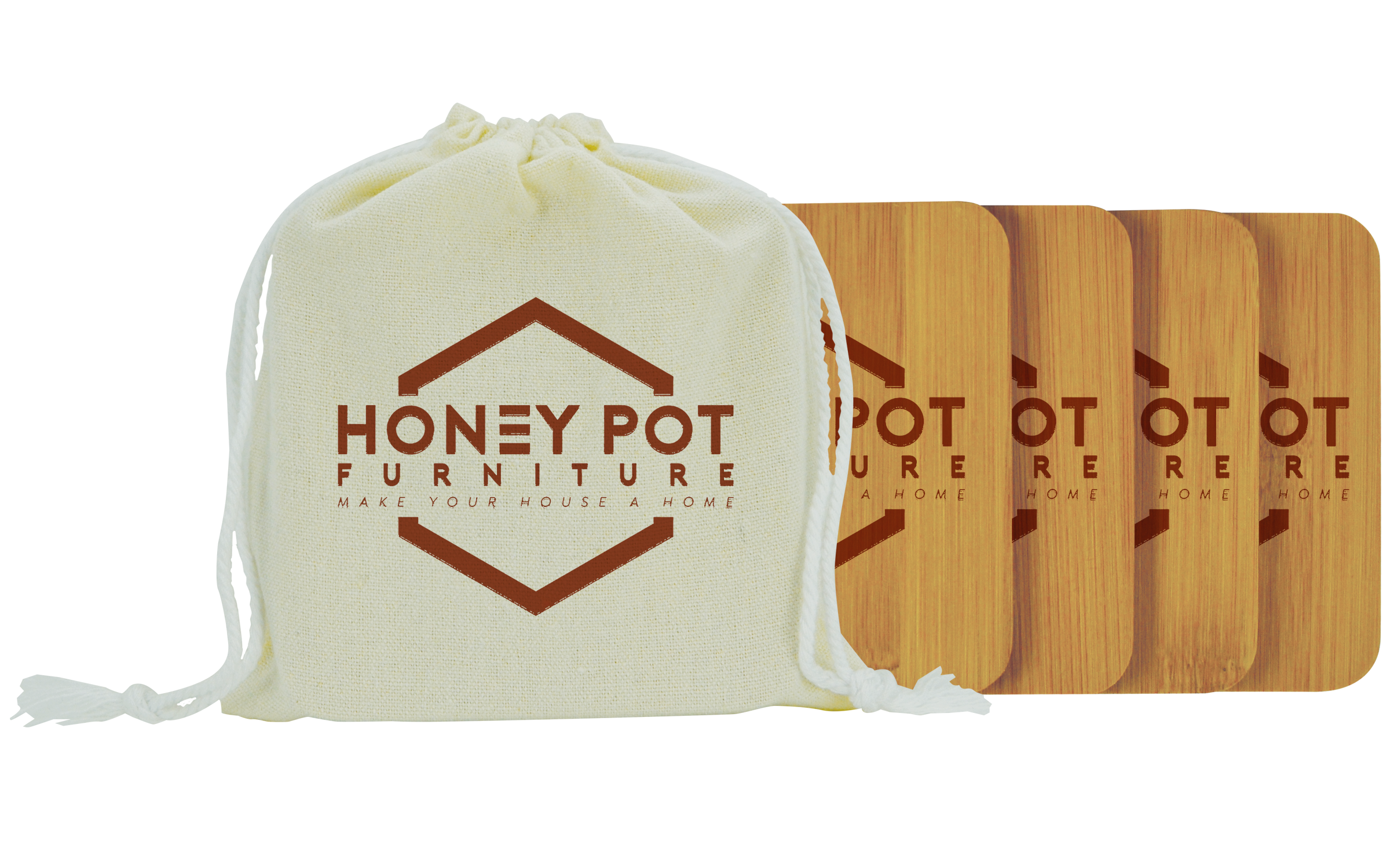 Square Bamboo Coaster Set 4