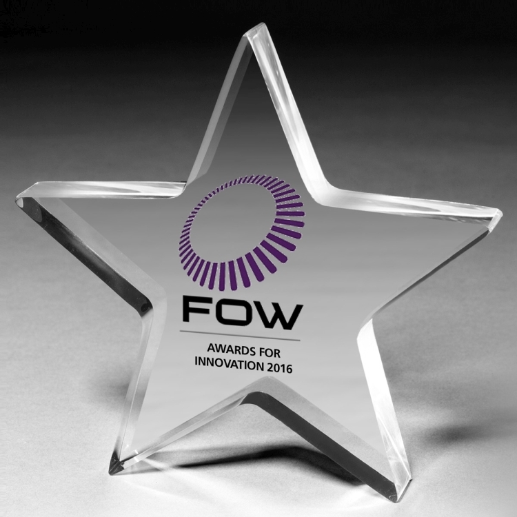 3/4" - Star Acrylic Paperweight - 5” x 5” x 3/4” - 2049L (Laser) 3