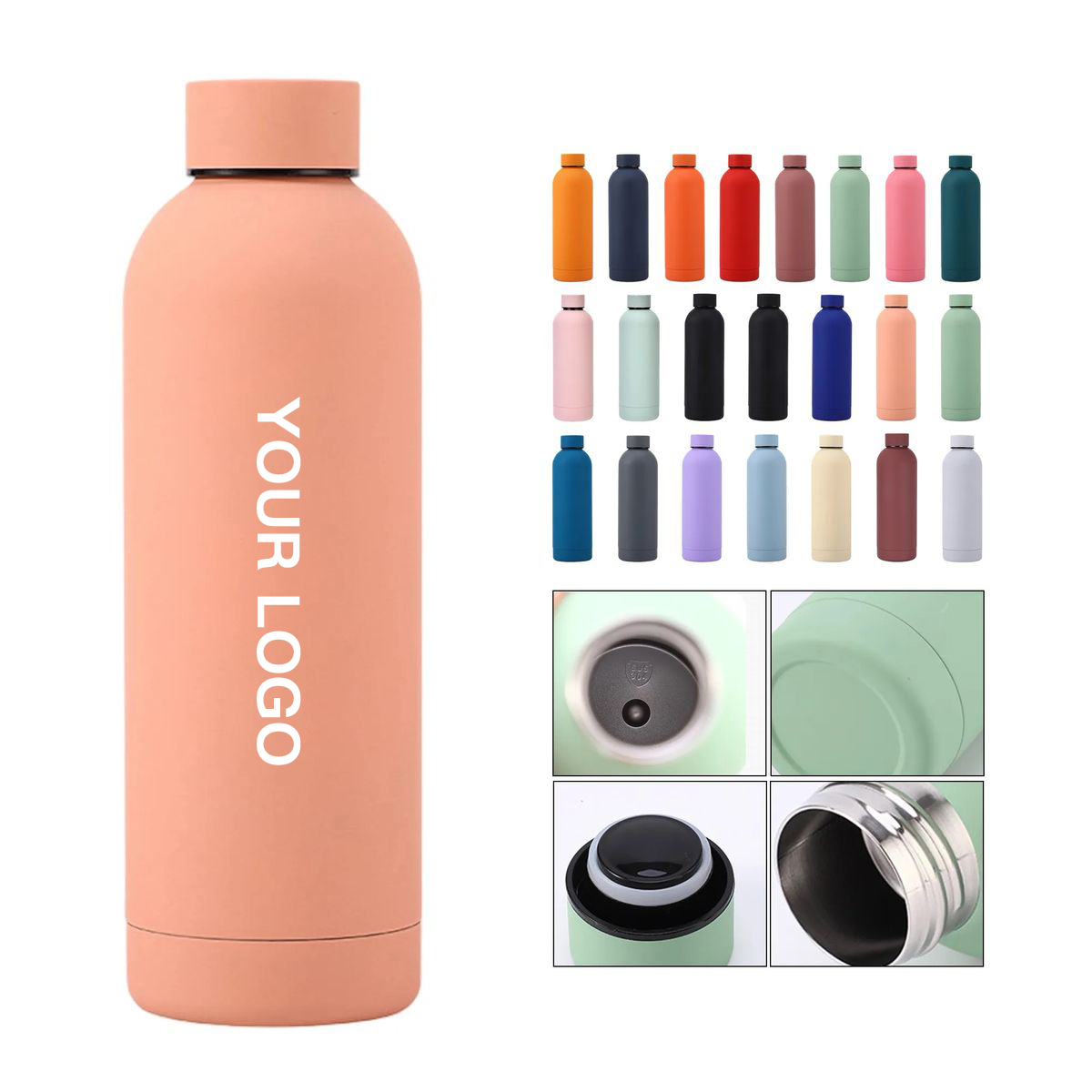 Leakproof 16oz Stainless Bottle for Travel and Gym, custom water bottle with logo imprint 9