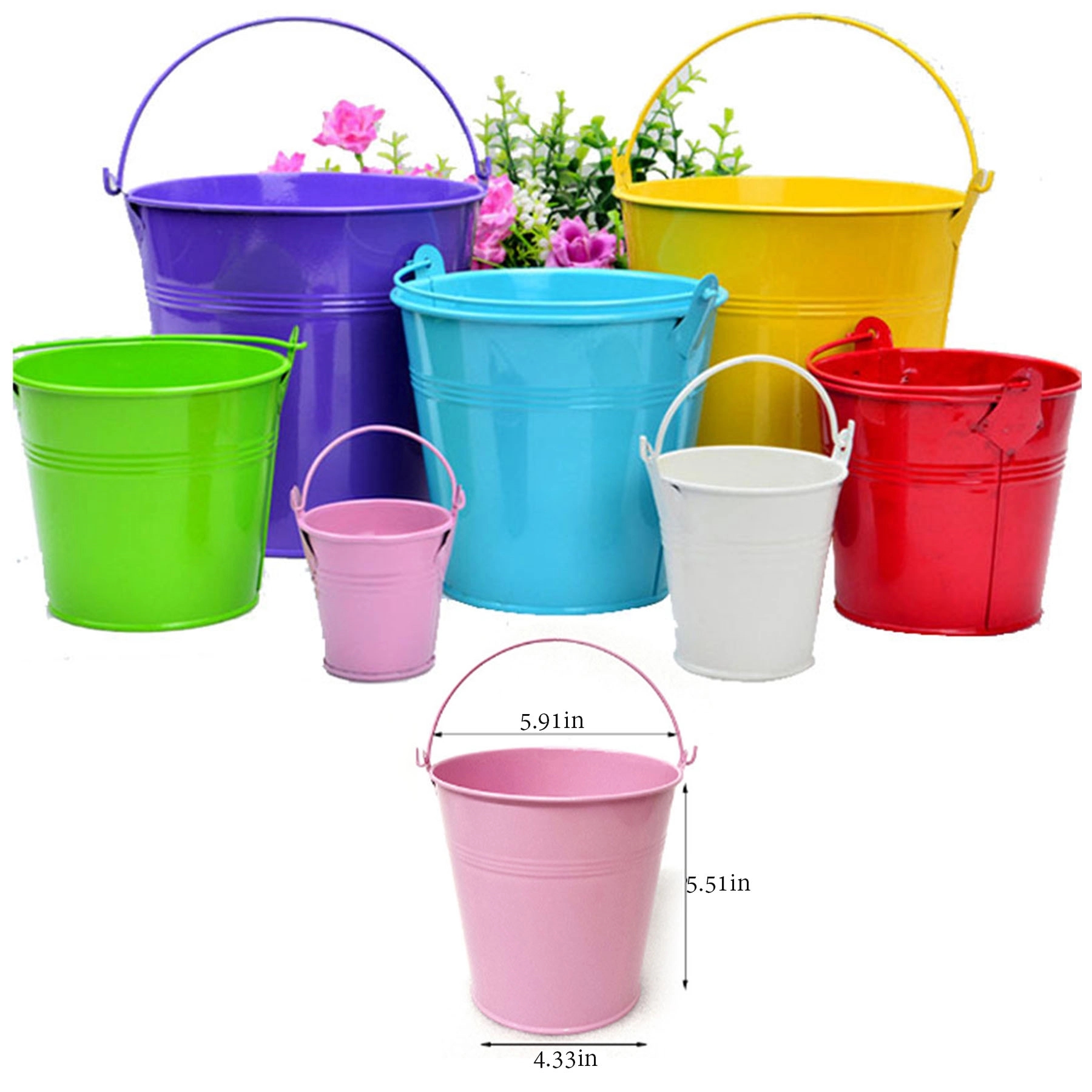 64Oz. Small Metal Buckets With Handle 2