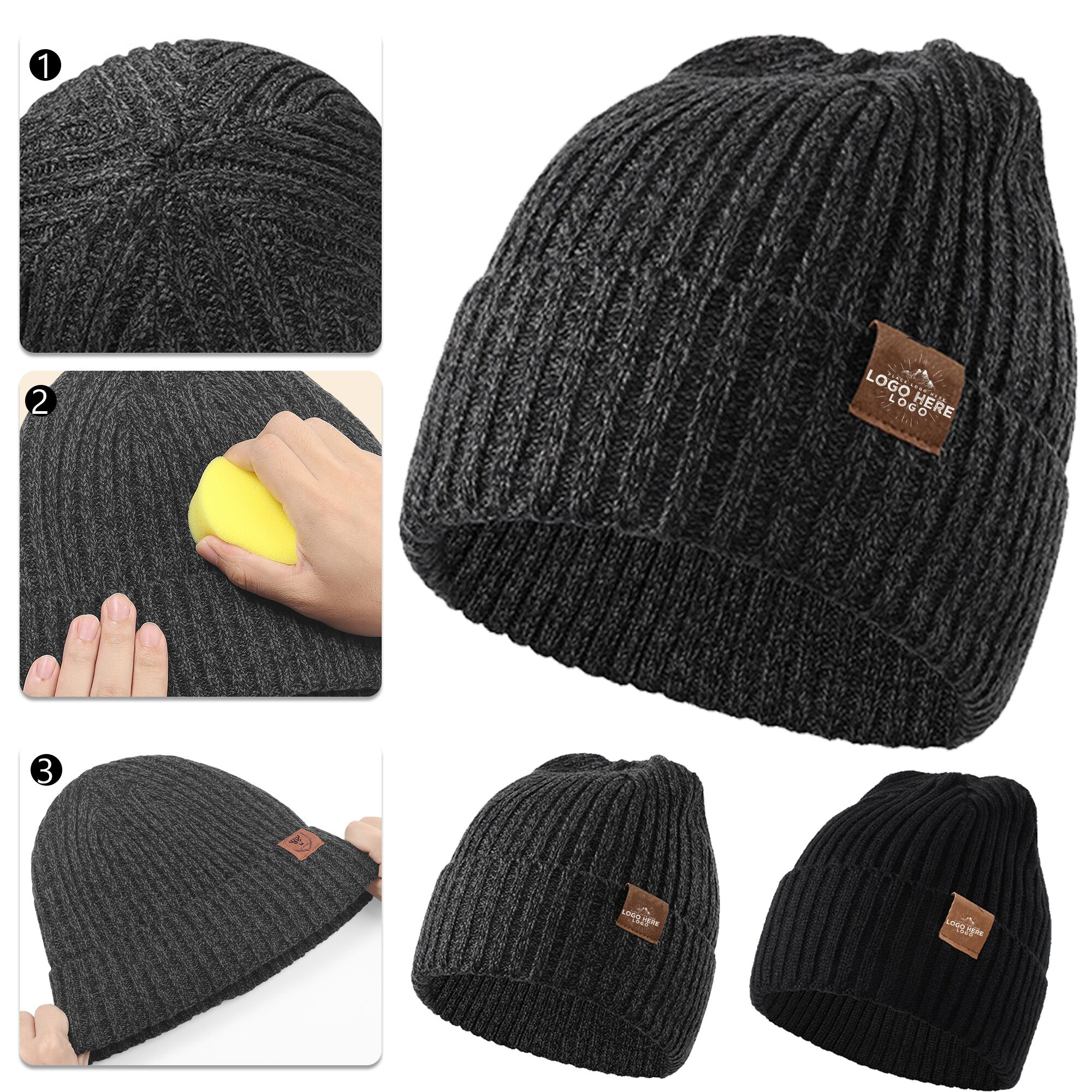 Winter Thick Knit Beanies Hats 4