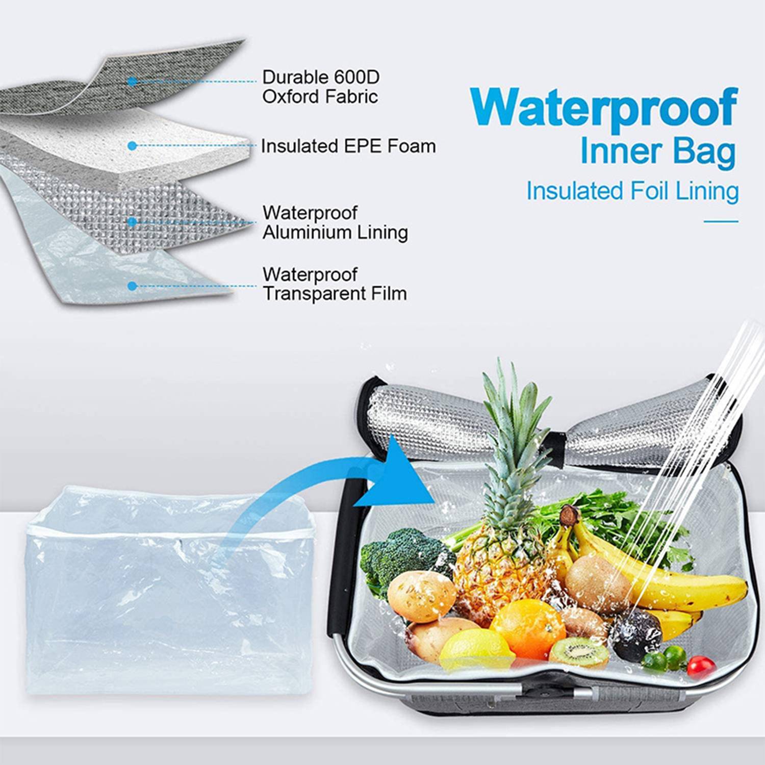 Large Capacity Waterproof Insulated Foldable Picnic Basket 7