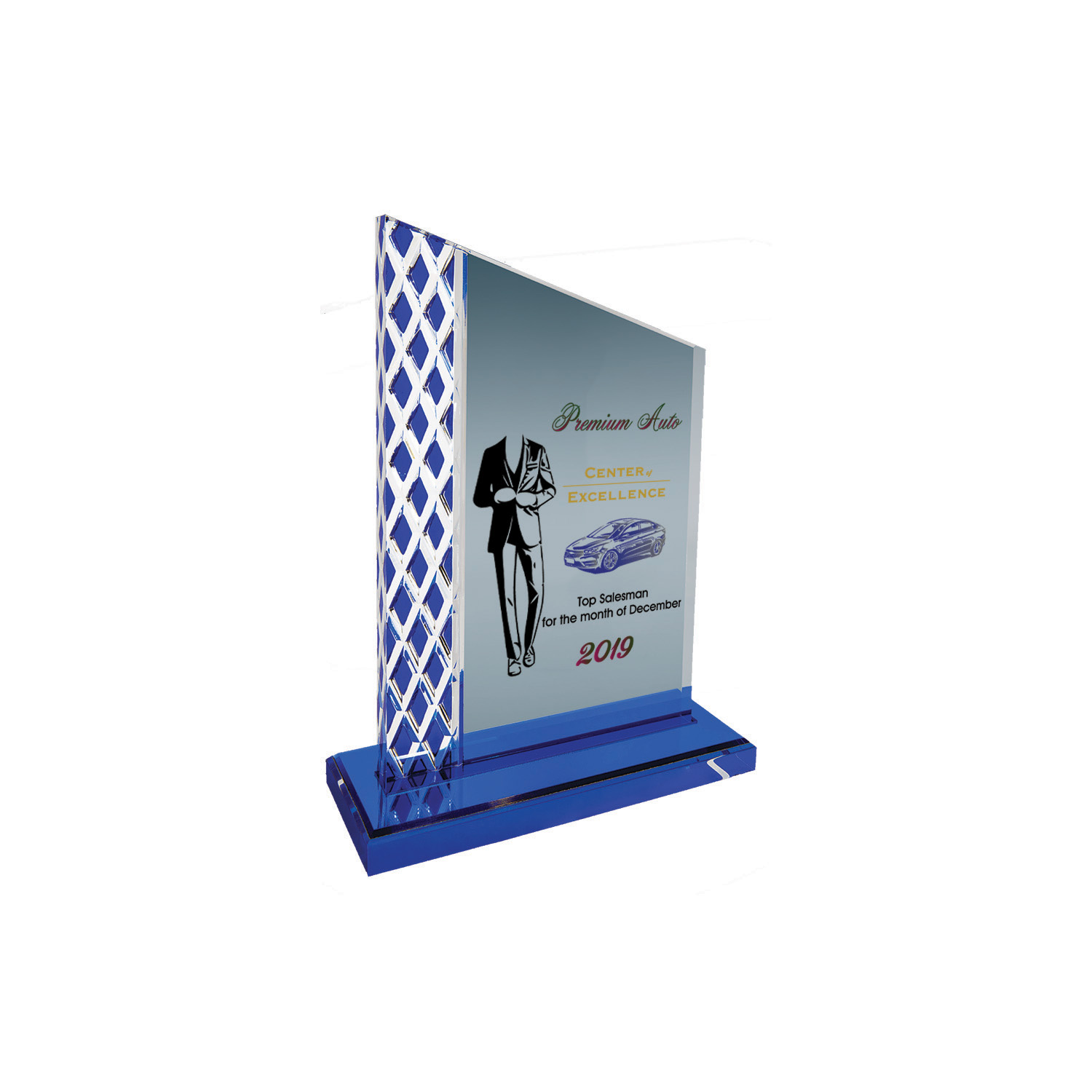 8" Blue Unite Diamond Ice Acrylic Award 3