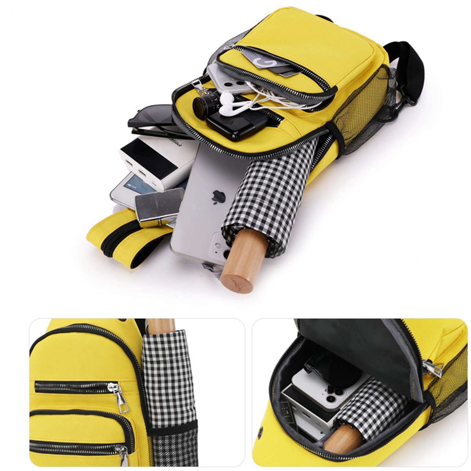 Oxford Fanny Pack Chest Bag with Zipper Pockets 4