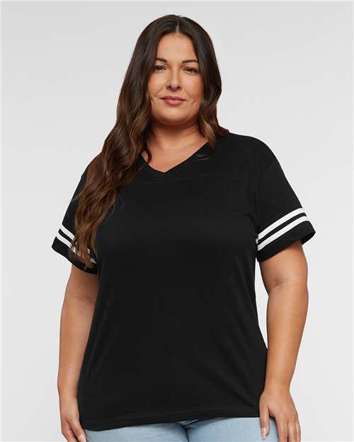 Women's Football V-Neck Fine Jersey Tee - 3537 62