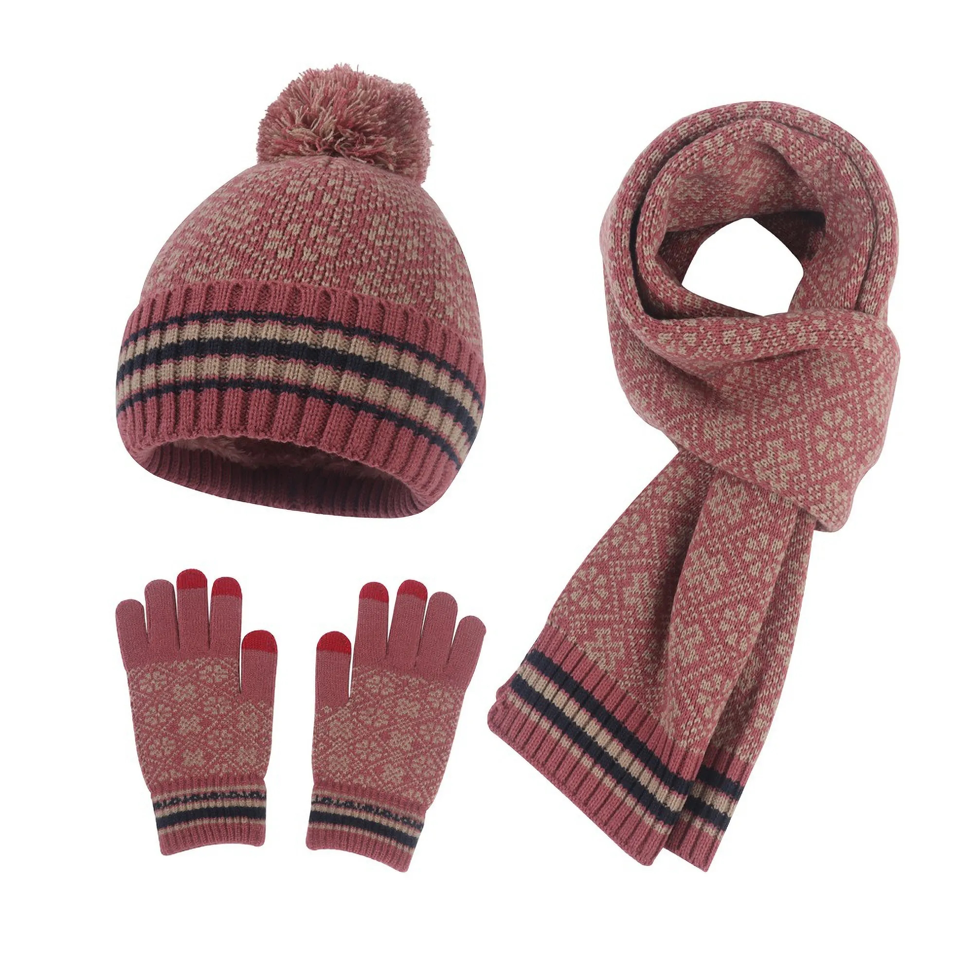 Winter Warmth Fleece Set Beanie, Gloves, and Scarf Hats 6
