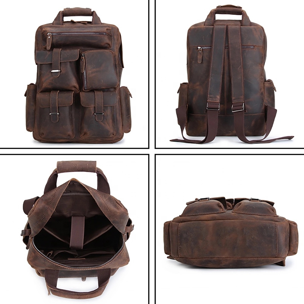 Retro Leather Travel Backpack 7