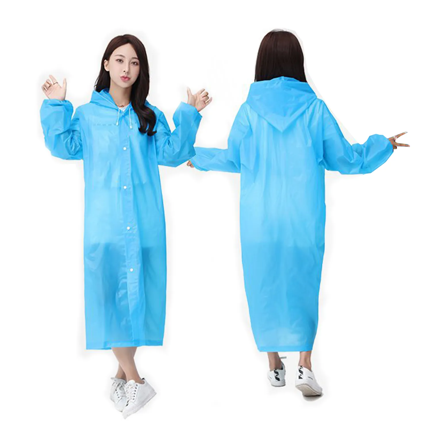 Reusable Rain Ponchos with Hood and Drawstring 3