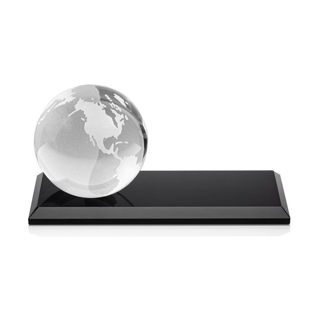 Globe VividPrint™ Award on Rectangle Base - Black 2