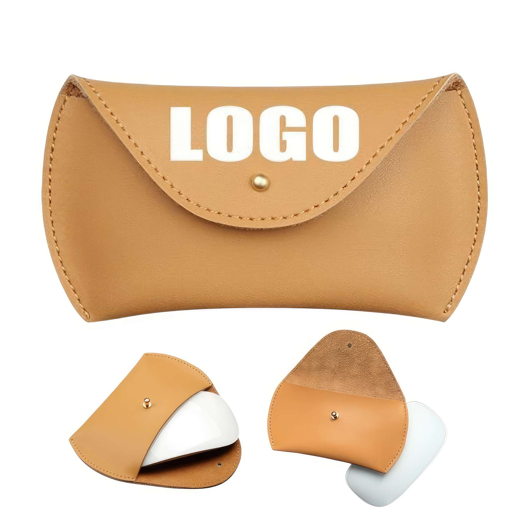 Genuine Leather Wireless Mouse Flip Case &Storage Bag 2