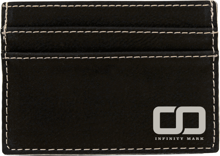 4" x 2 3/4" Black/Silver Leatherette Wallet Clip 2