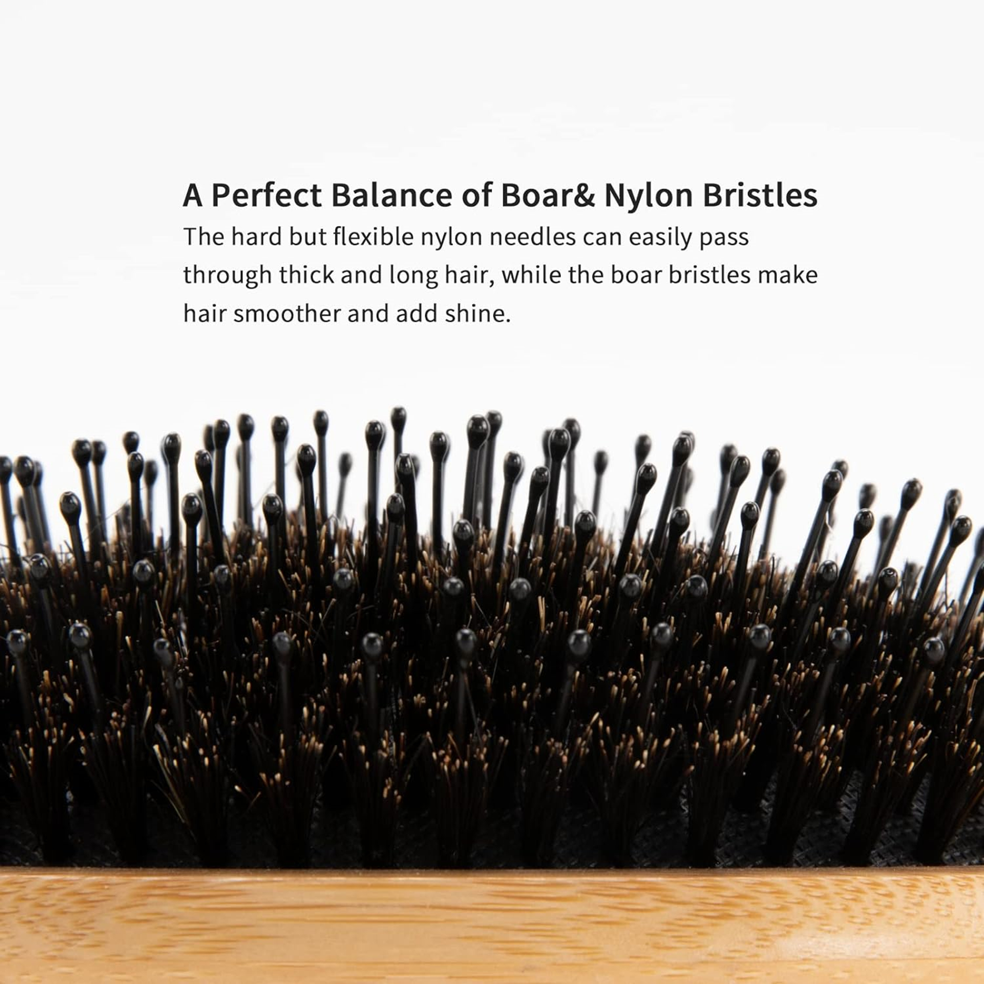 Boar And Nylon Bristles Wooden Hair Brush 3